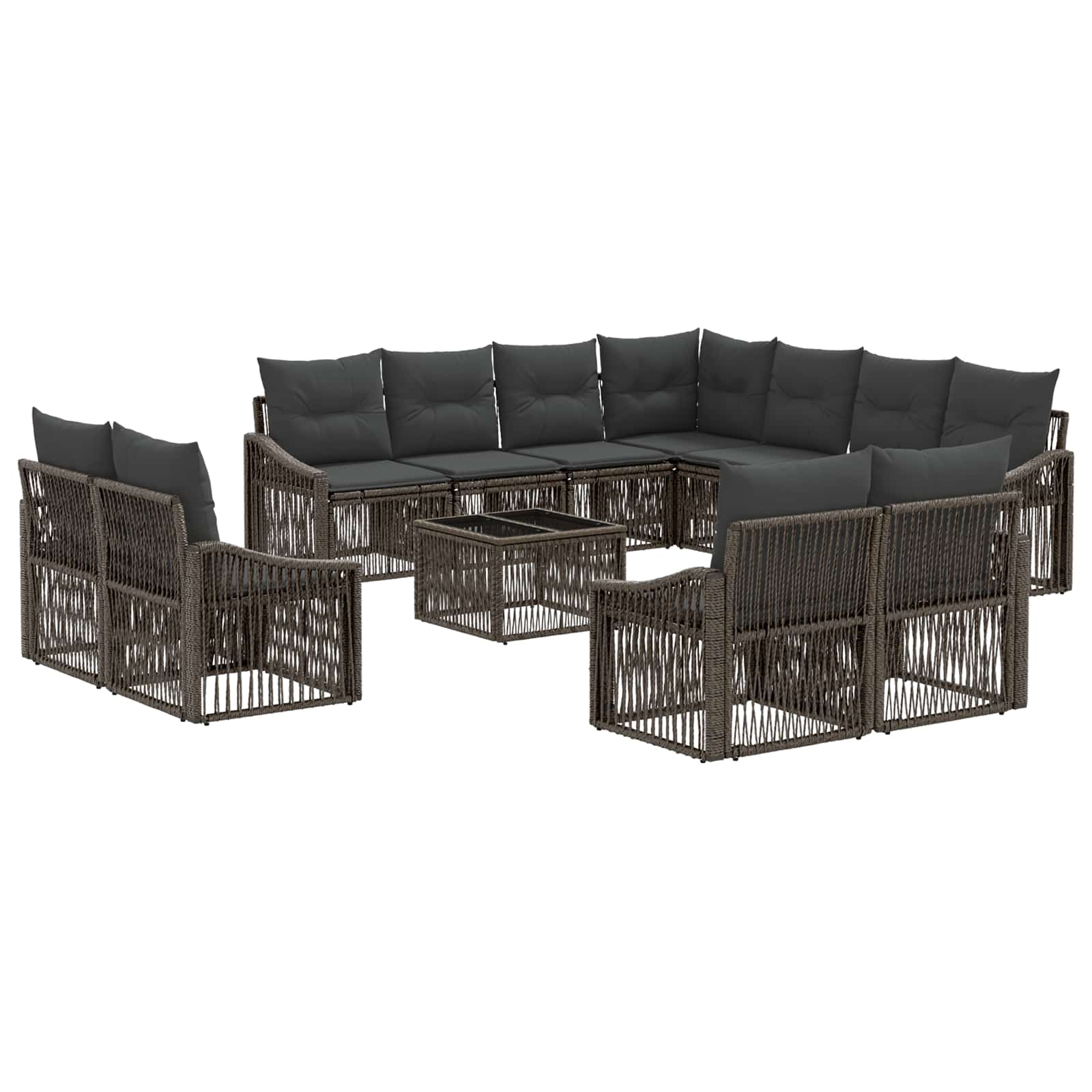 Tuinbankenset 12 pcs Grijs poly rattan is nu te koop bij PeponiXL, paradijselijk wonen!