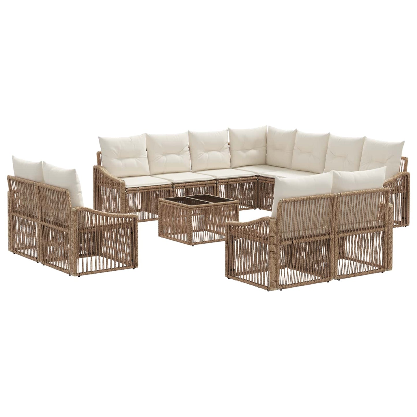 Tuinbankenset 12 pcs Beige poly rattan is nu te koop bij PeponiXL, paradijselijk wonen!