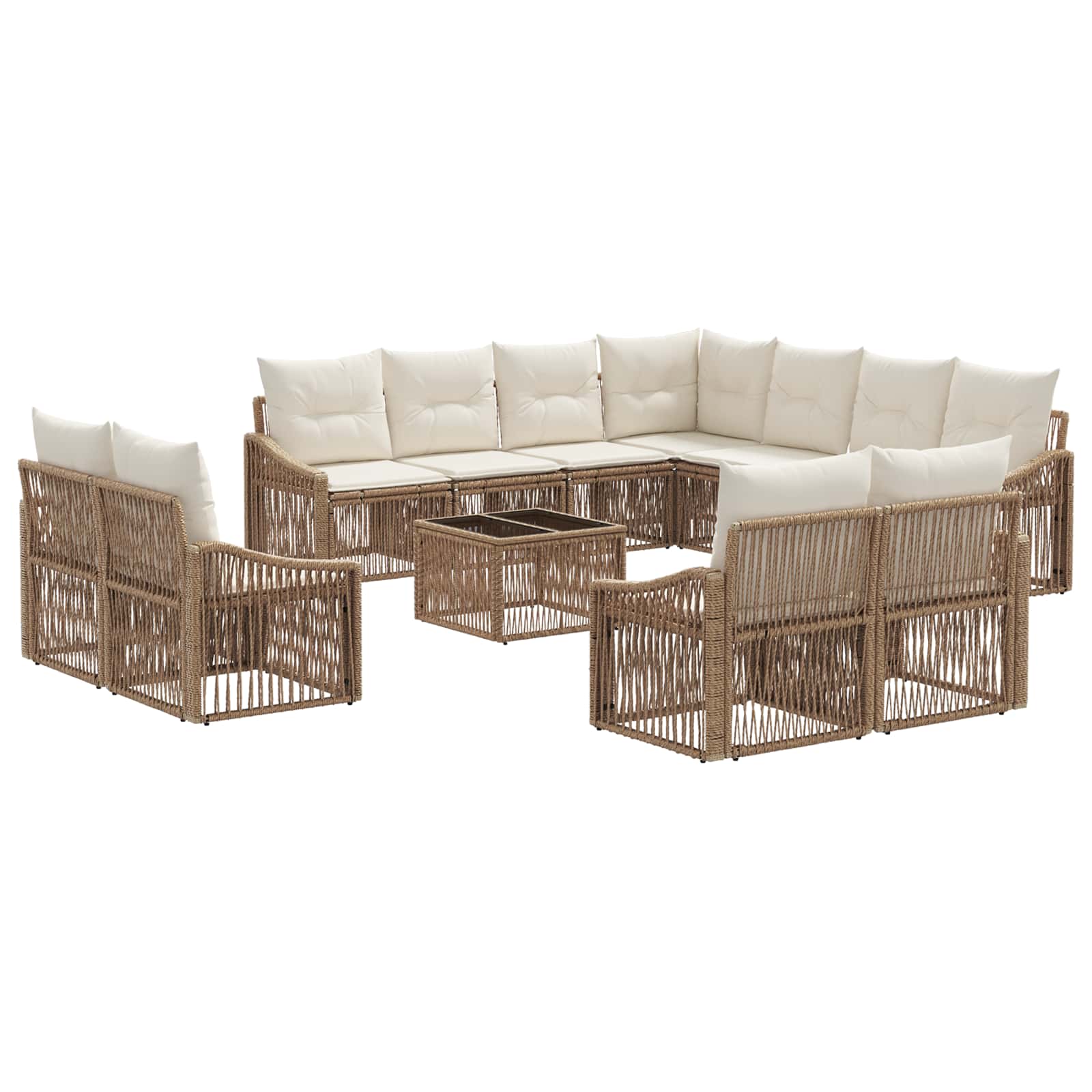 Tuinbankenset 12 pcs Beige poly rattan is nu te koop bij PeponiXL, paradijselijk wonen!