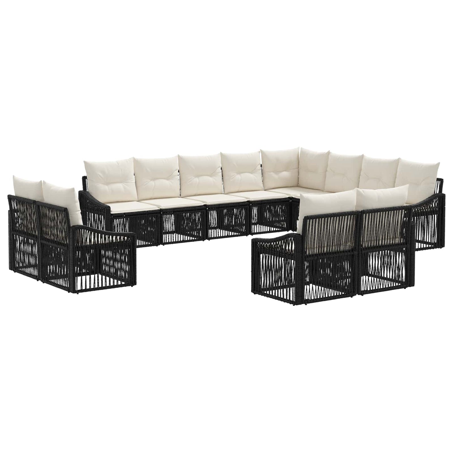 Tuinbankenset 12 pcs Zwart poly rattan is nu te koop bij PeponiXL, paradijselijk wonen!