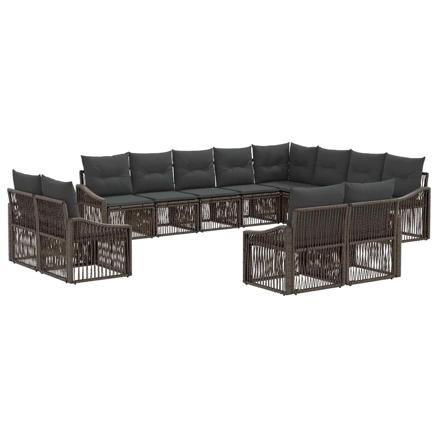 Tuinbankenset 12 pcs Grijs poly rattan is nu te koop bij PeponiXL, paradijselijk wonen!