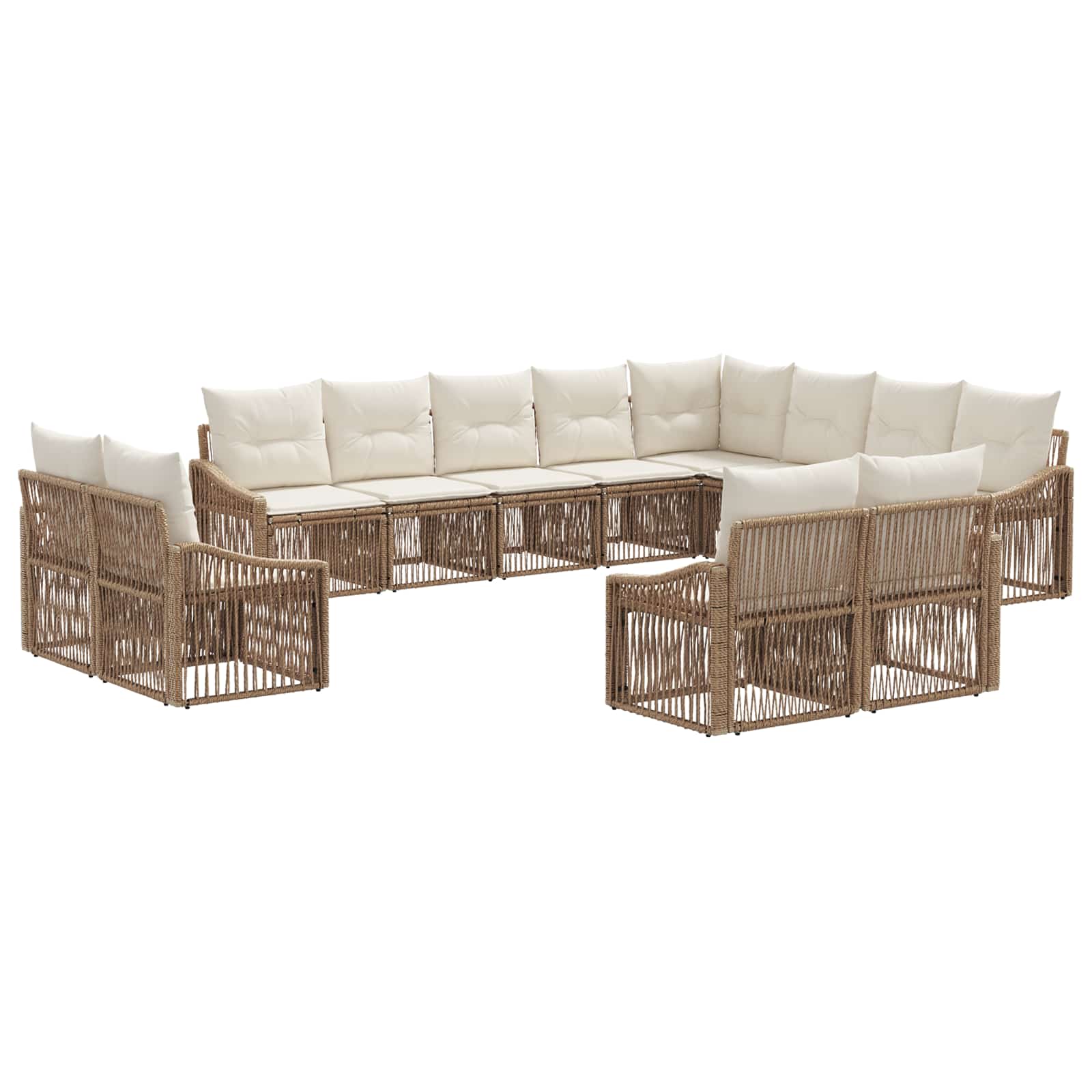 Tuinbankenset 12 pcs Beige poly rattan is nu te koop bij PeponiXL, paradijselijk wonen!