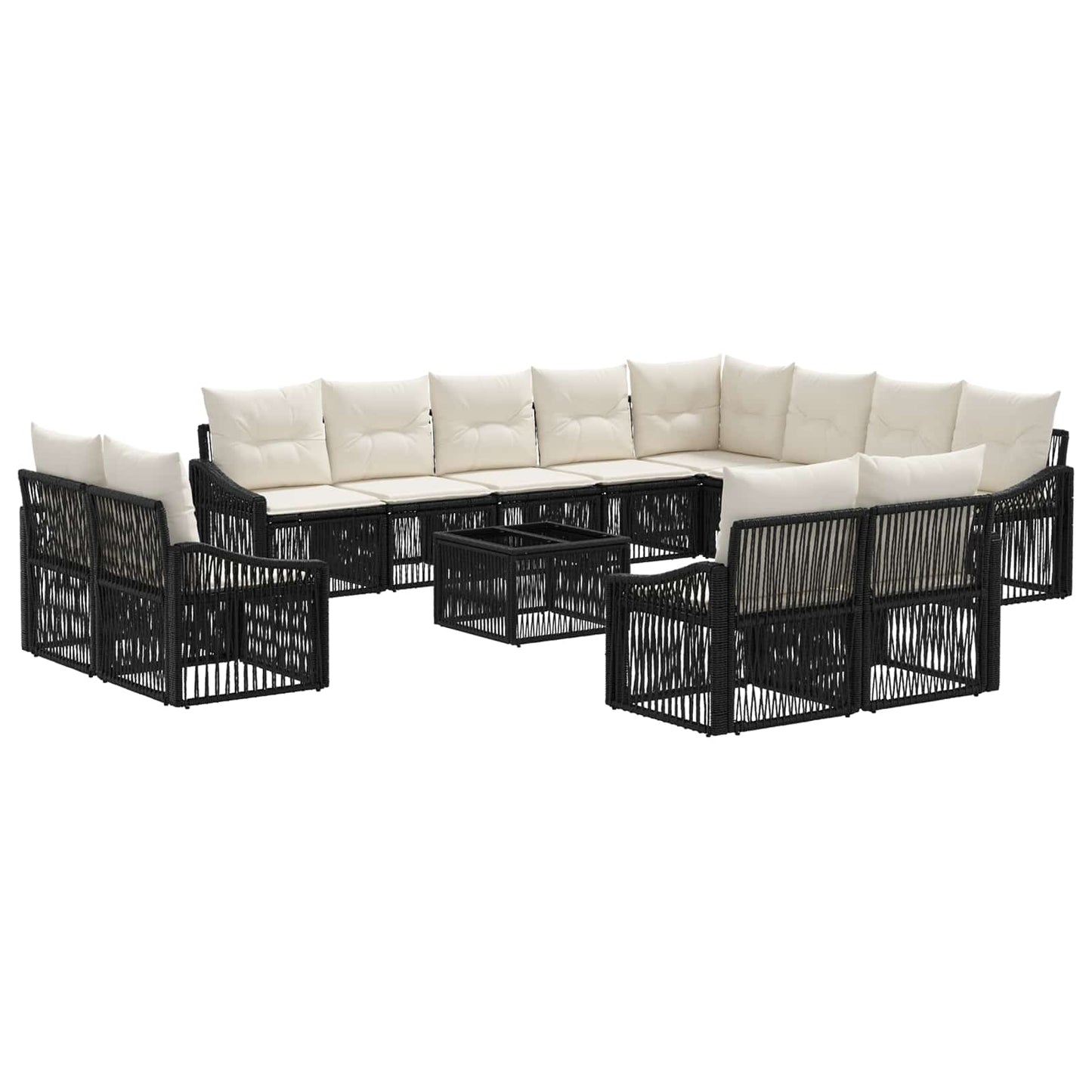 Tuinbankenset 13 pcs Zwart poly rattan is nu te koop bij PeponiXL, paradijselijk wonen!