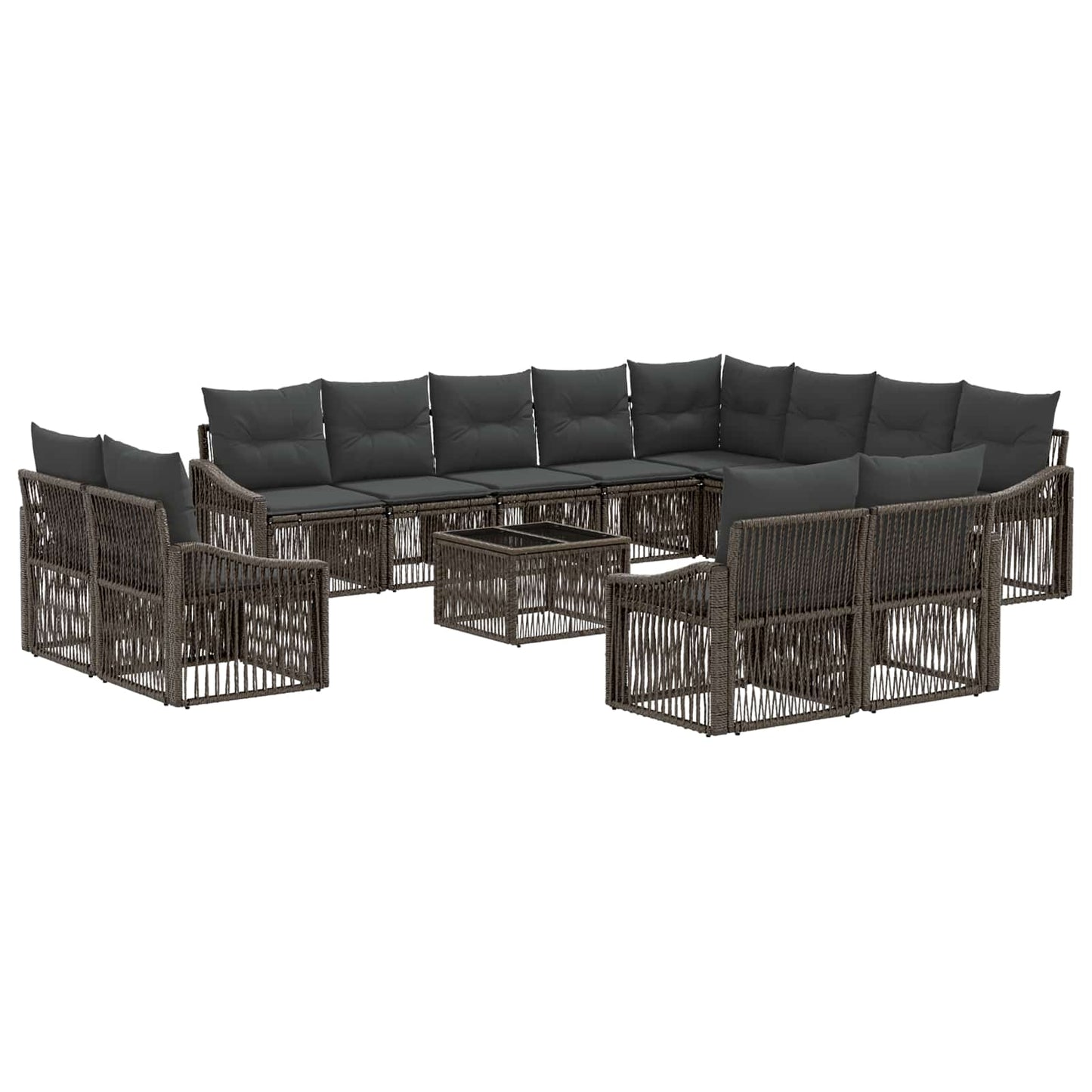 Tuinbankenset 13 pcs Grijs poly rattan is nu te koop bij PeponiXL, paradijselijk wonen!