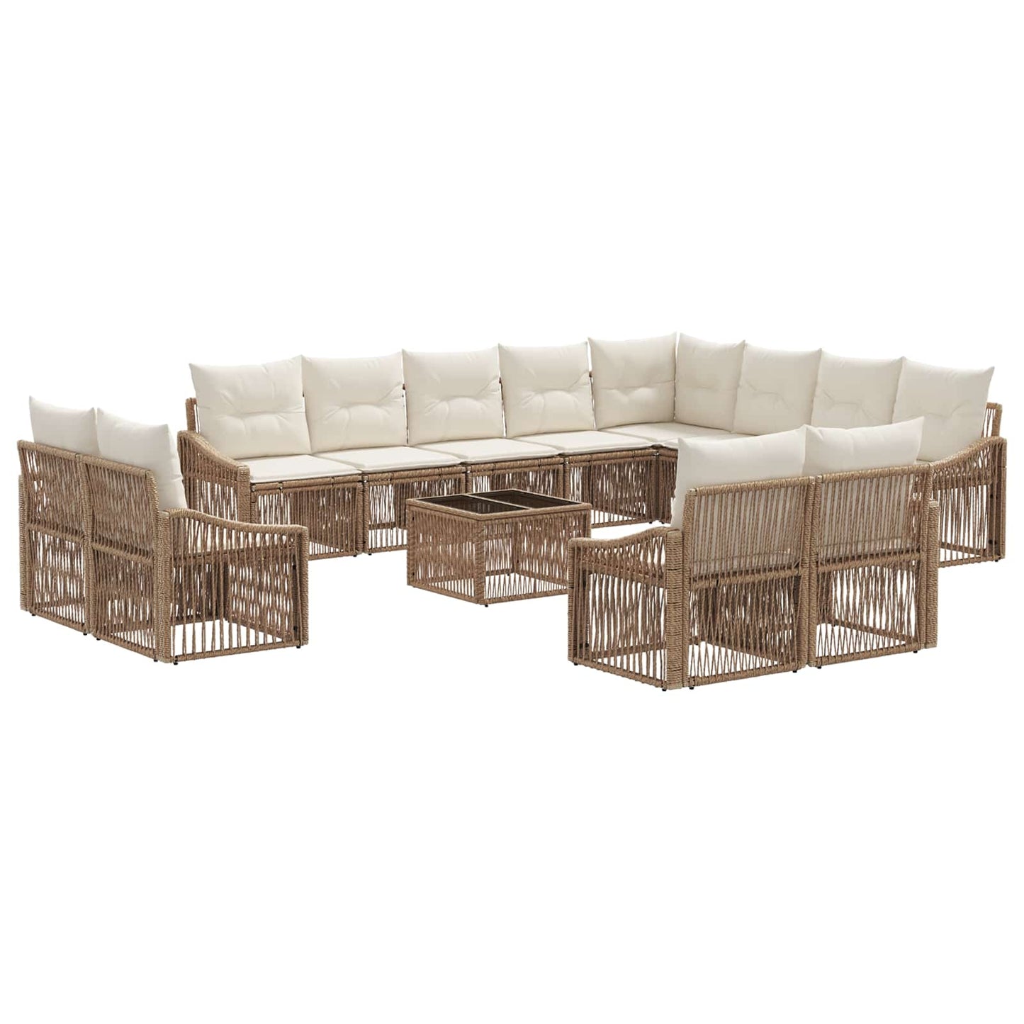 Tuinbankenset 13 pcs Beige poly rattan is nu te koop bij PeponiXL, paradijselijk wonen!