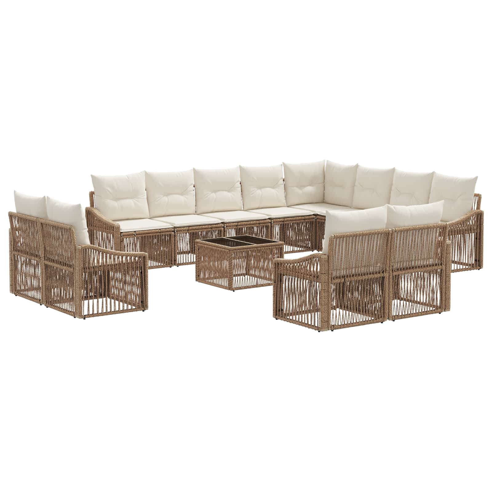 Tuinbankenset 13 pcs Beige poly rattan is nu te koop bij PeponiXL, paradijselijk wonen!