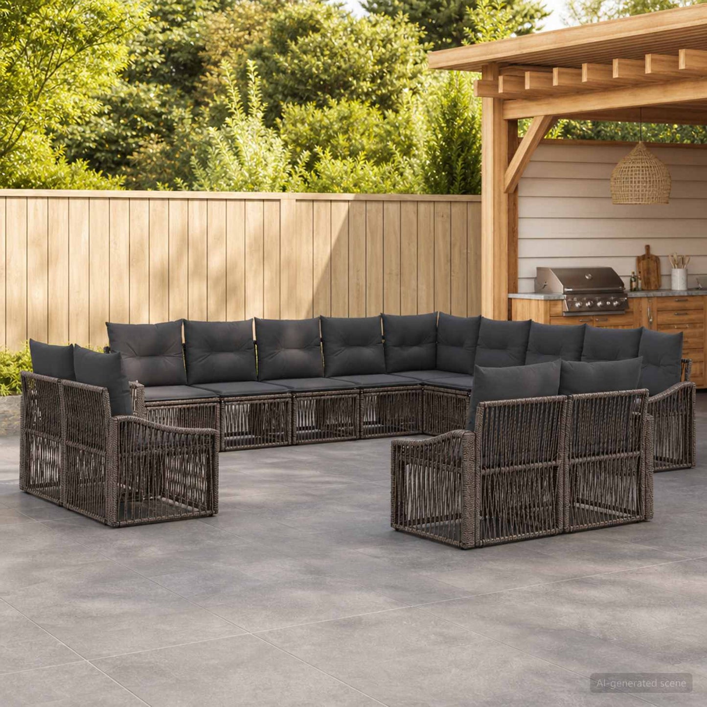 Tuinbankenset 13 pcs Grijs poly rattan is nu te koop bij PeponiXL, paradijselijk wonen!