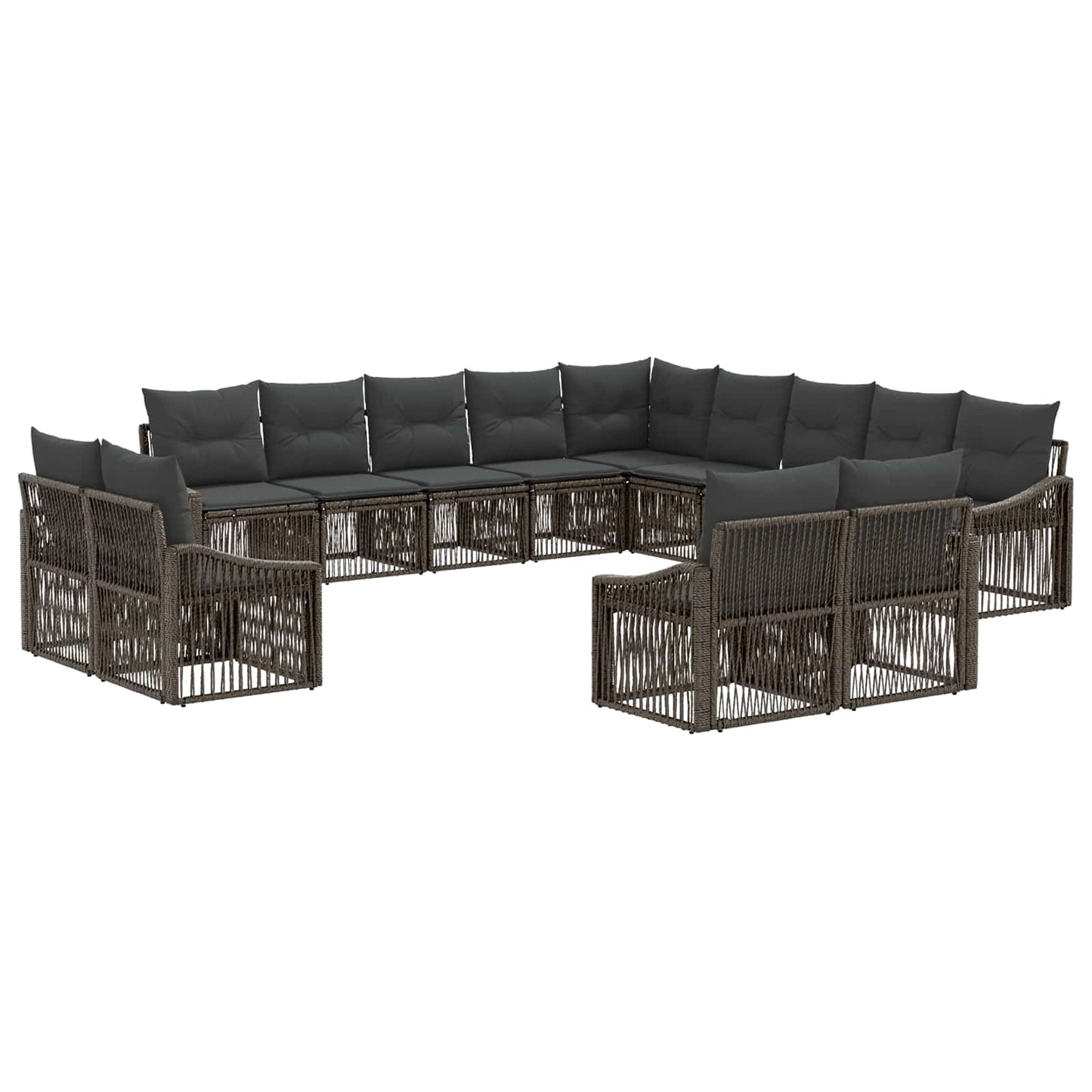 Tuinbankenset 13 pcs Grijs poly rattan is nu te koop bij PeponiXL, paradijselijk wonen!