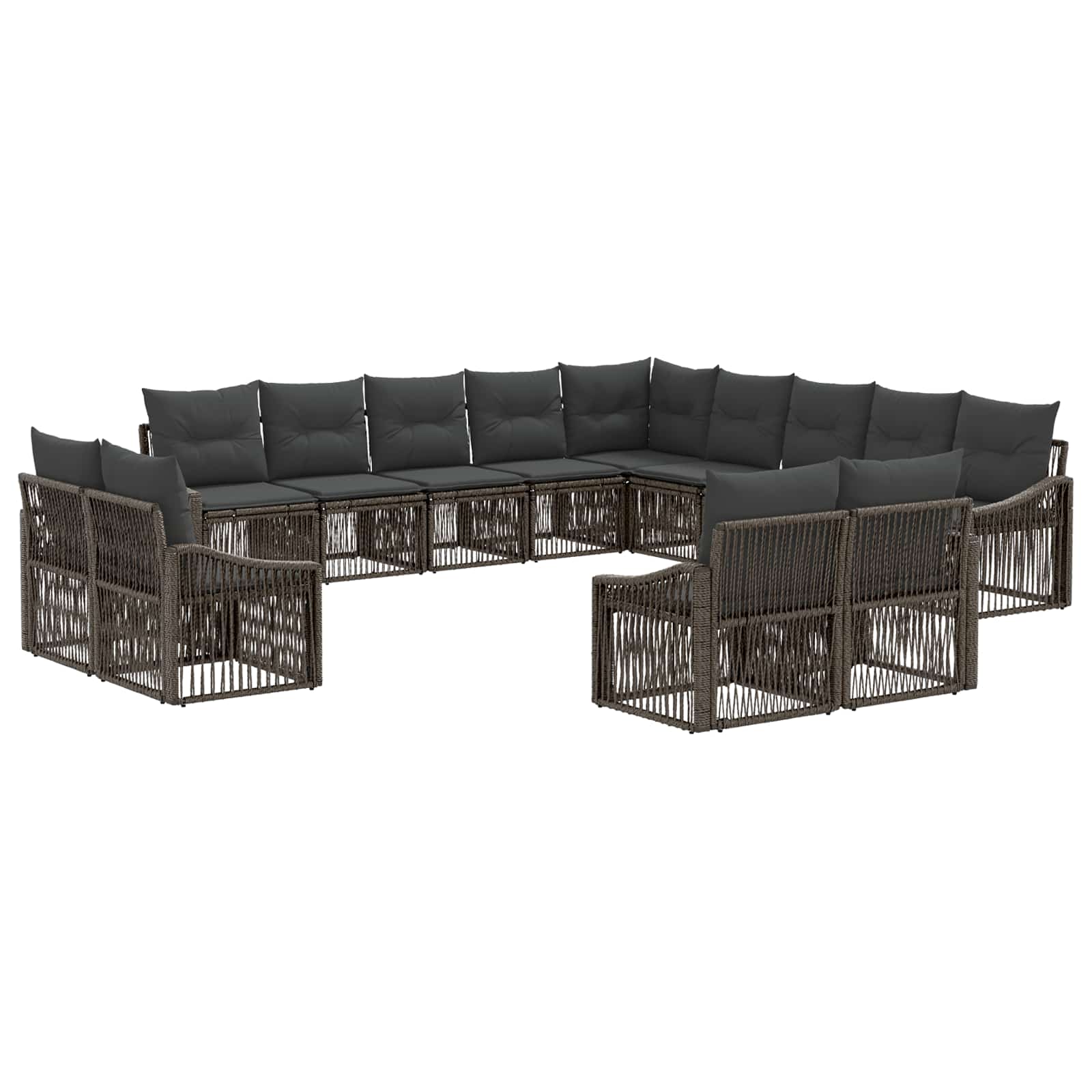 Tuinbankenset 13 pcs Grijs poly rattan is nu te koop bij PeponiXL, paradijselijk wonen!