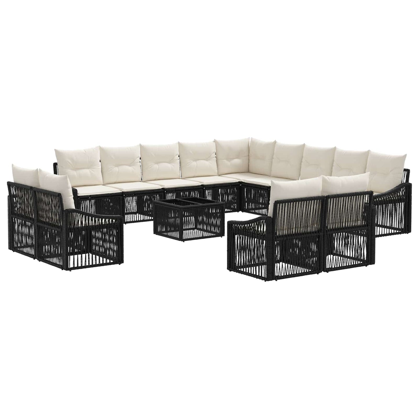Tuinbankenset 14 pcs Zwart poly rattan is nu te koop bij PeponiXL, paradijselijk wonen!