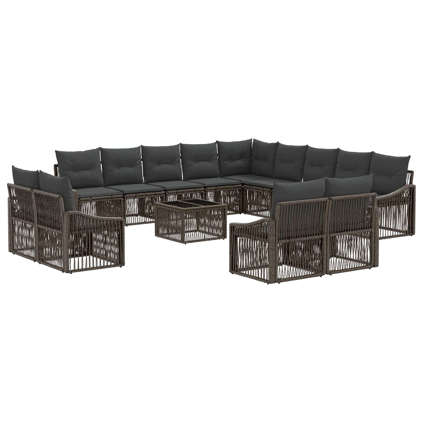 Tuinbankenset 14 pcs Grijs poly rattan is nu te koop bij PeponiXL, paradijselijk wonen!