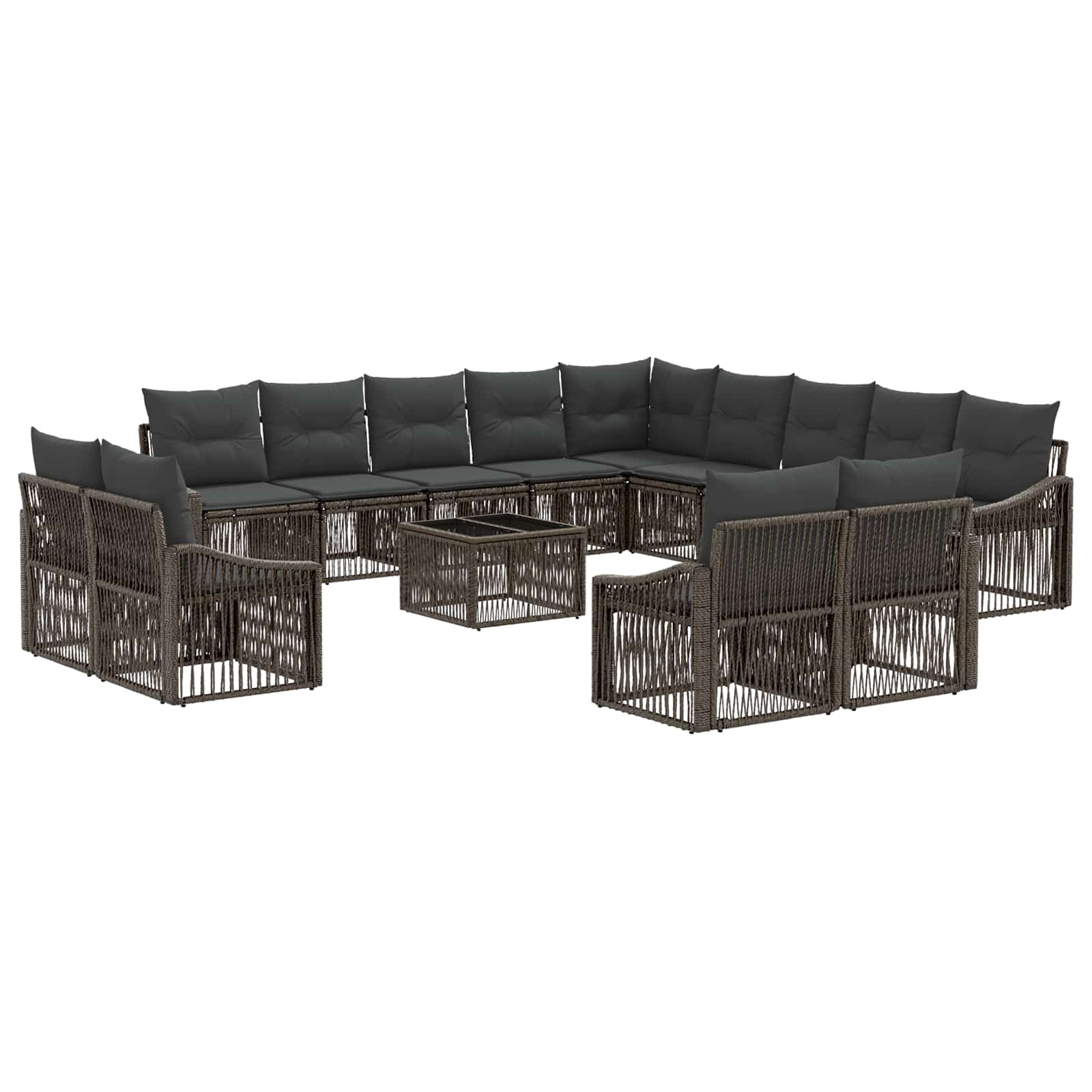 Tuinbankenset 14 pcs Grijs poly rattan is nu te koop bij PeponiXL, paradijselijk wonen!