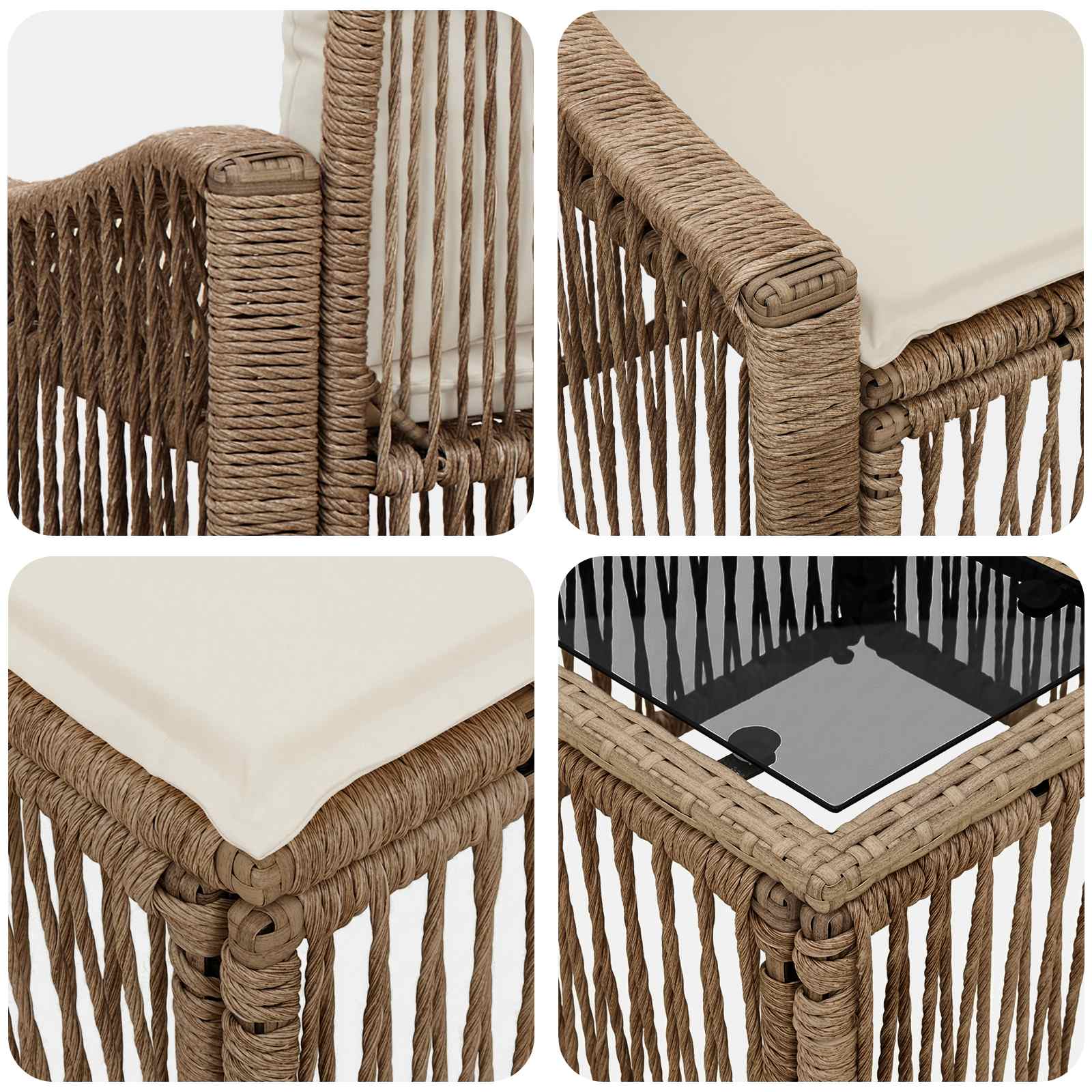 Tuinbankenset 14 pcs Beige poly rattan is nu te koop bij PeponiXL, paradijselijk wonen!