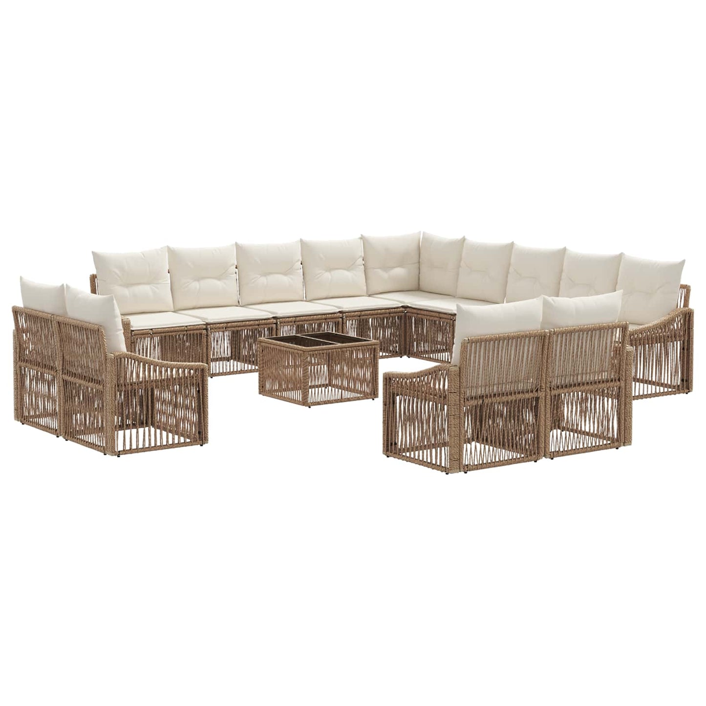 Tuinbankenset 14 pcs Beige poly rattan is nu te koop bij PeponiXL, paradijselijk wonen!