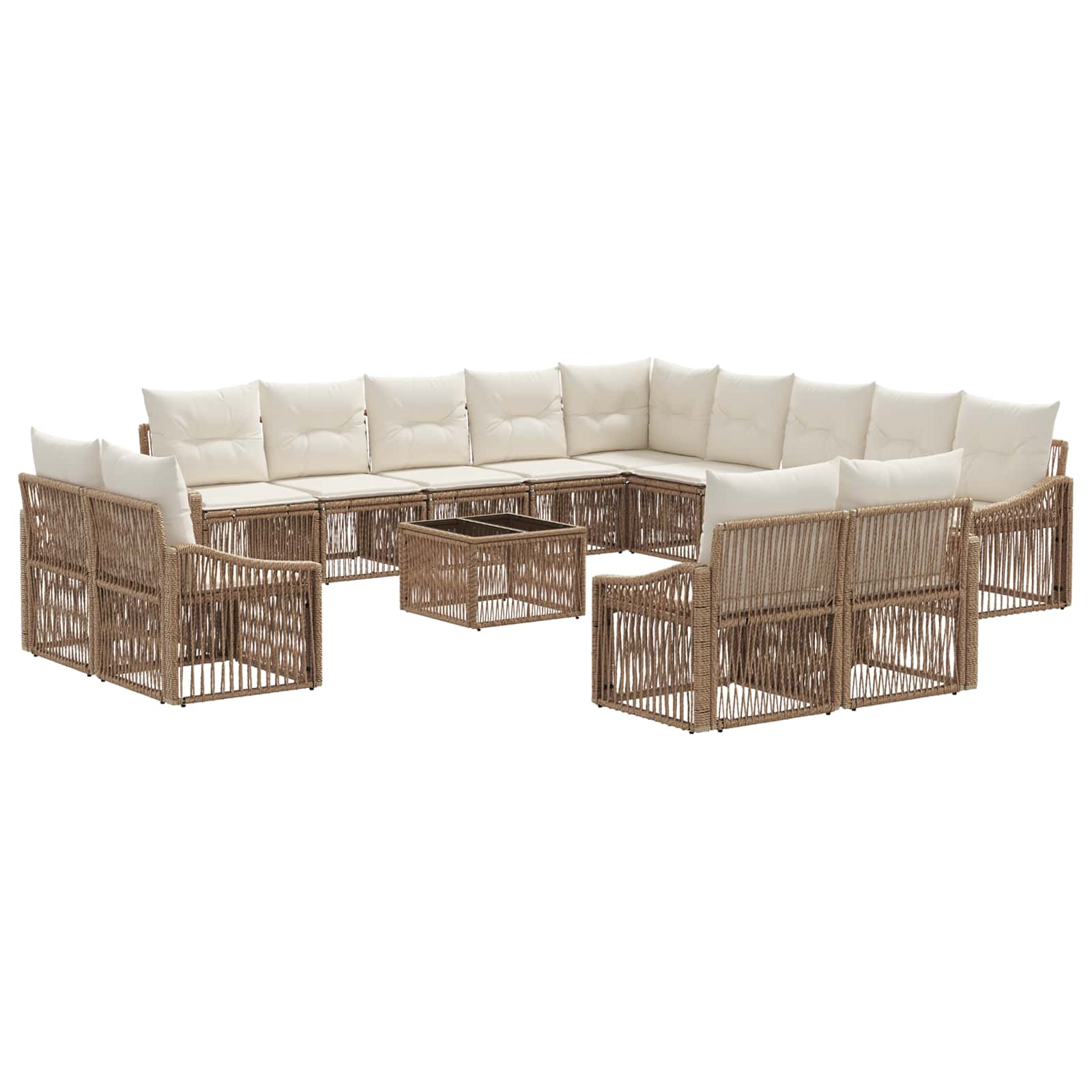Tuinbankenset 14 pcs Beige poly rattan is nu te koop bij PeponiXL, paradijselijk wonen!
