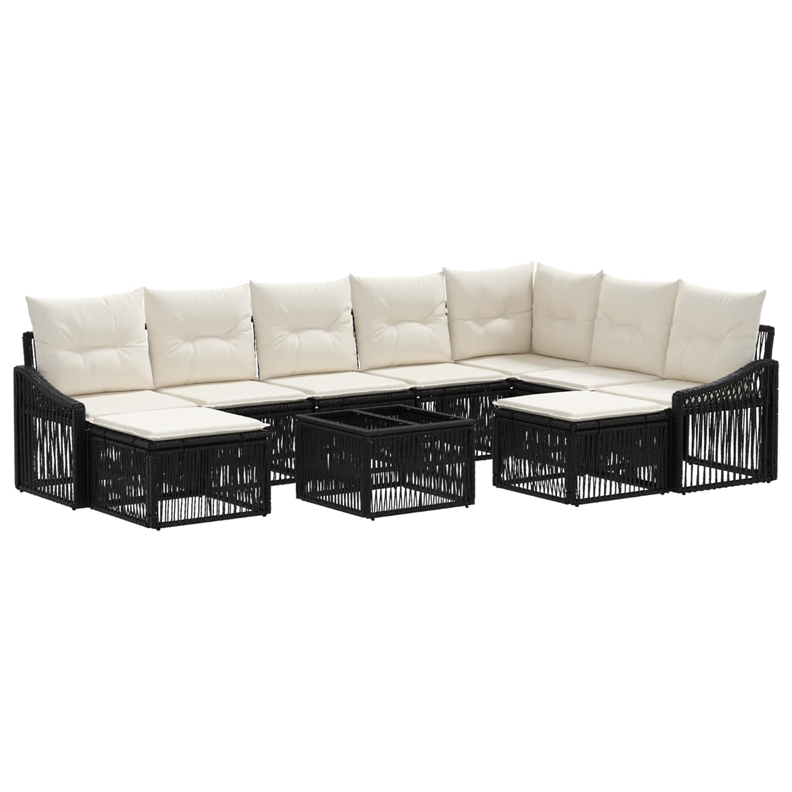Tuinbankenset 10 pcs Zwart poly rattan is nu te koop bij PeponiXL, paradijselijk wonen!
