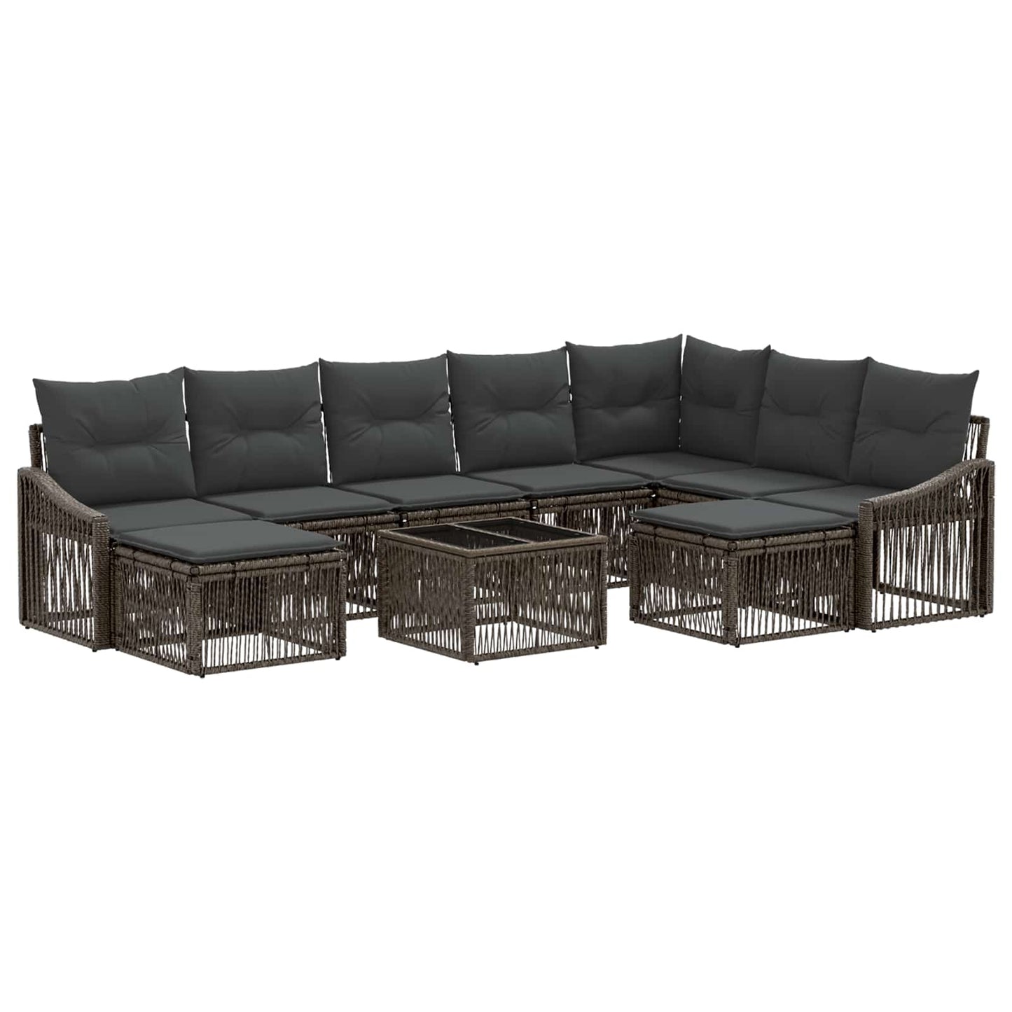 Tuinbankenset 10 pcs Grijs poly rattan is nu te koop bij PeponiXL, paradijselijk wonen!