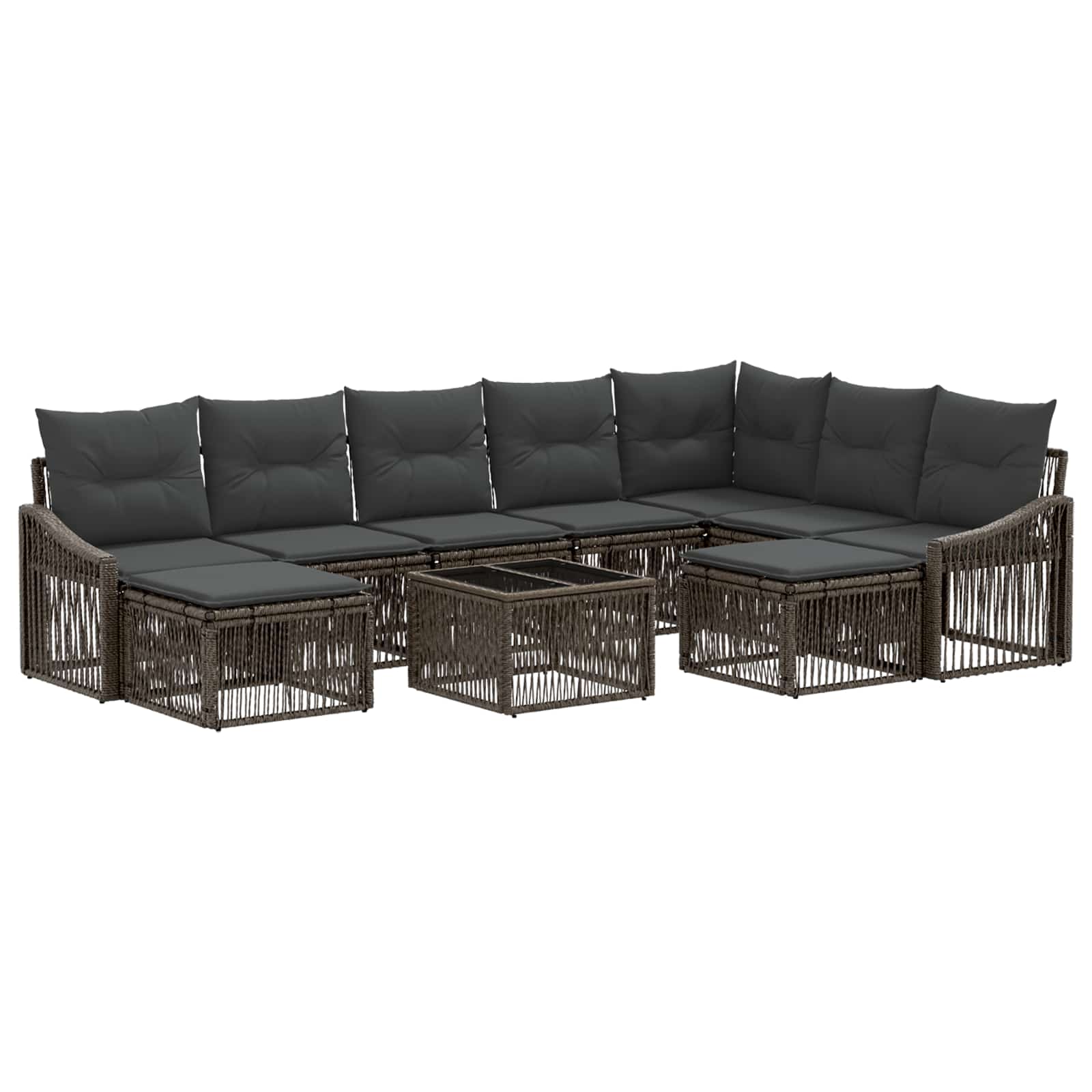 Tuinbankenset 10 pcs Grijs poly rattan is nu te koop bij PeponiXL, paradijselijk wonen!