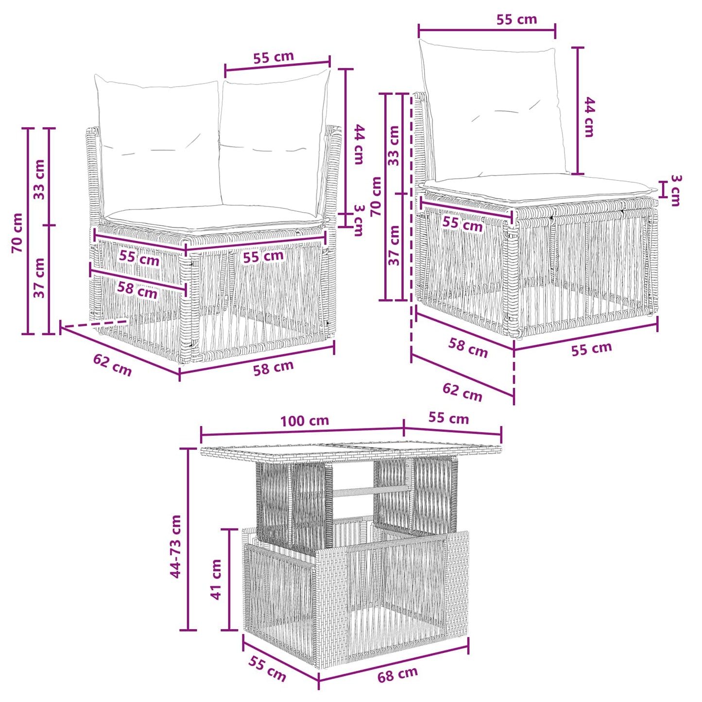 Tuinbankenset 13 pcs poly rattan is nu te koop bij PeponiXL, paradijselijk wonen!
