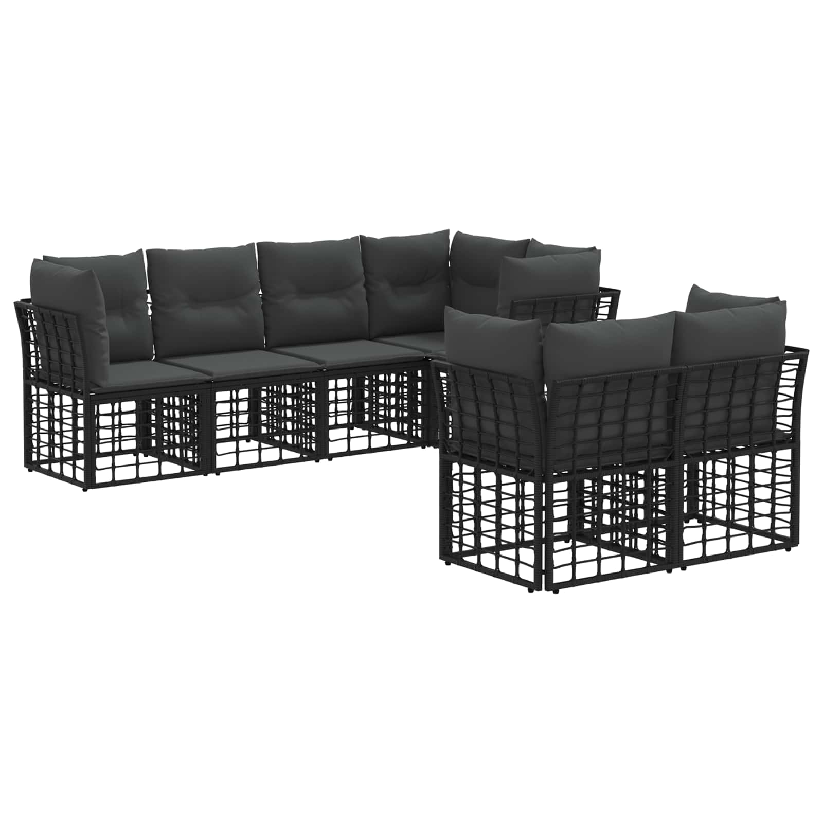 Buiten bankenset met kussen 7 pcs Zwart Polyester is nu te koop bij PeponiXL, paradijselijk wonen!