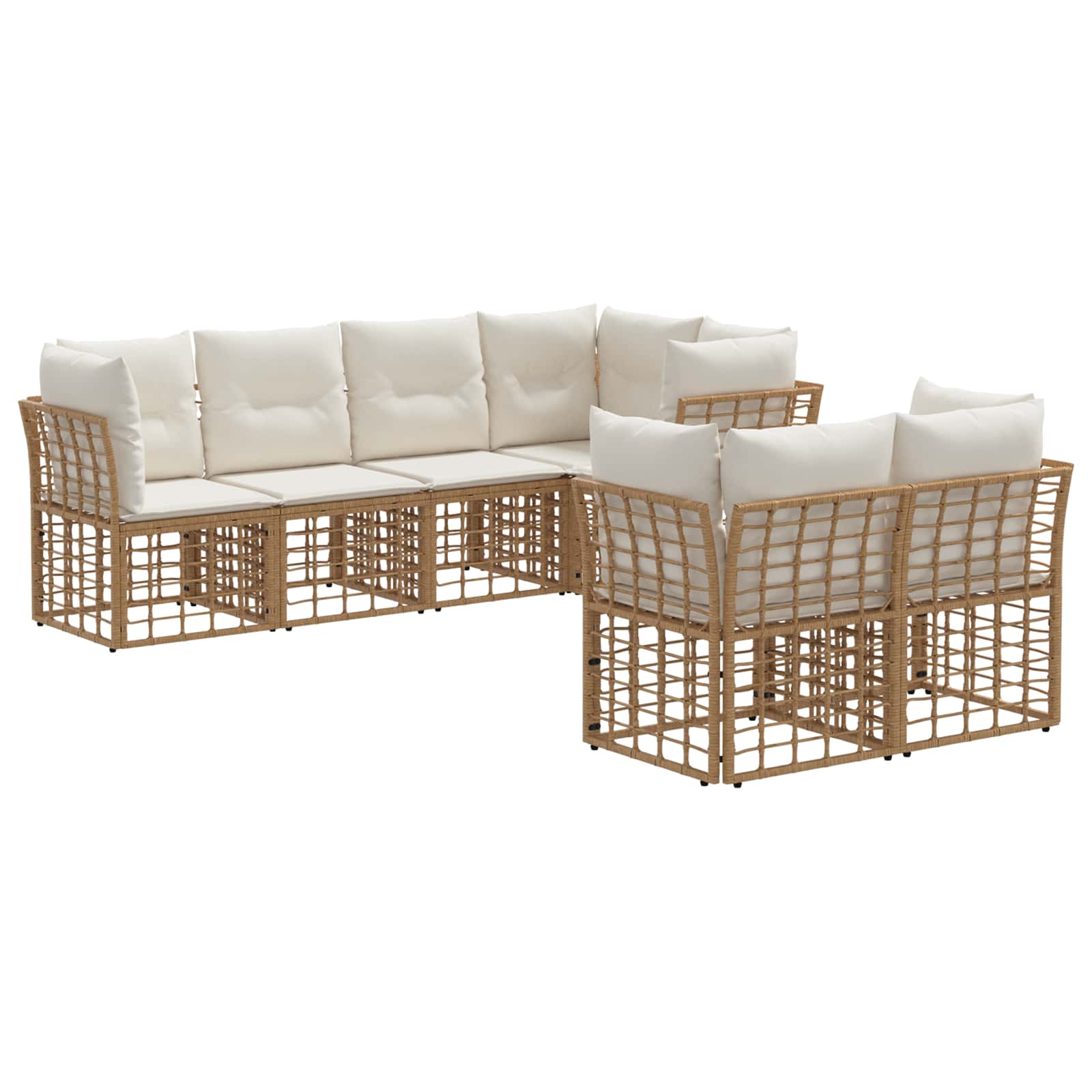 Buiten bankenset met kussen 7 pcs Naturel Polyester is nu te koop bij PeponiXL, paradijselijk wonen!
