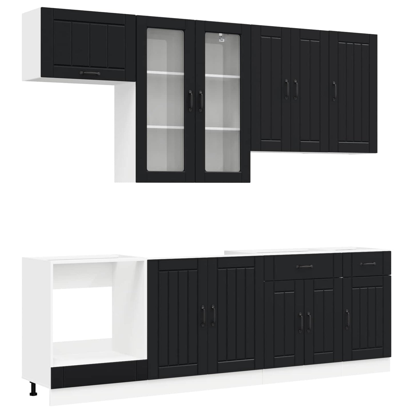 Keukenblok LUCCA 8 pcs Zwart Bewerkt hout is nu te koop bij PeponiXL, paradijselijk wonen!