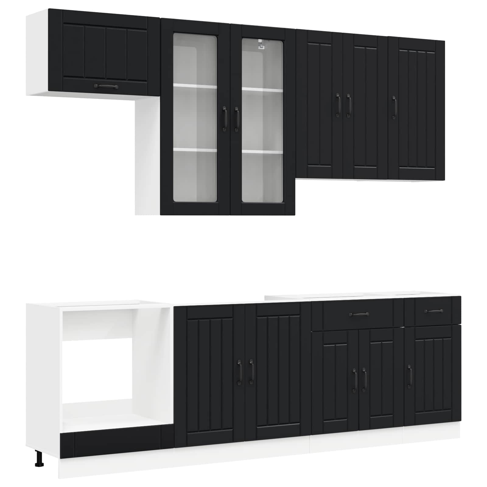 Keukenblok LUCCA 8 pcs Zwart Bewerkt hout is nu te koop bij PeponiXL, paradijselijk wonen!