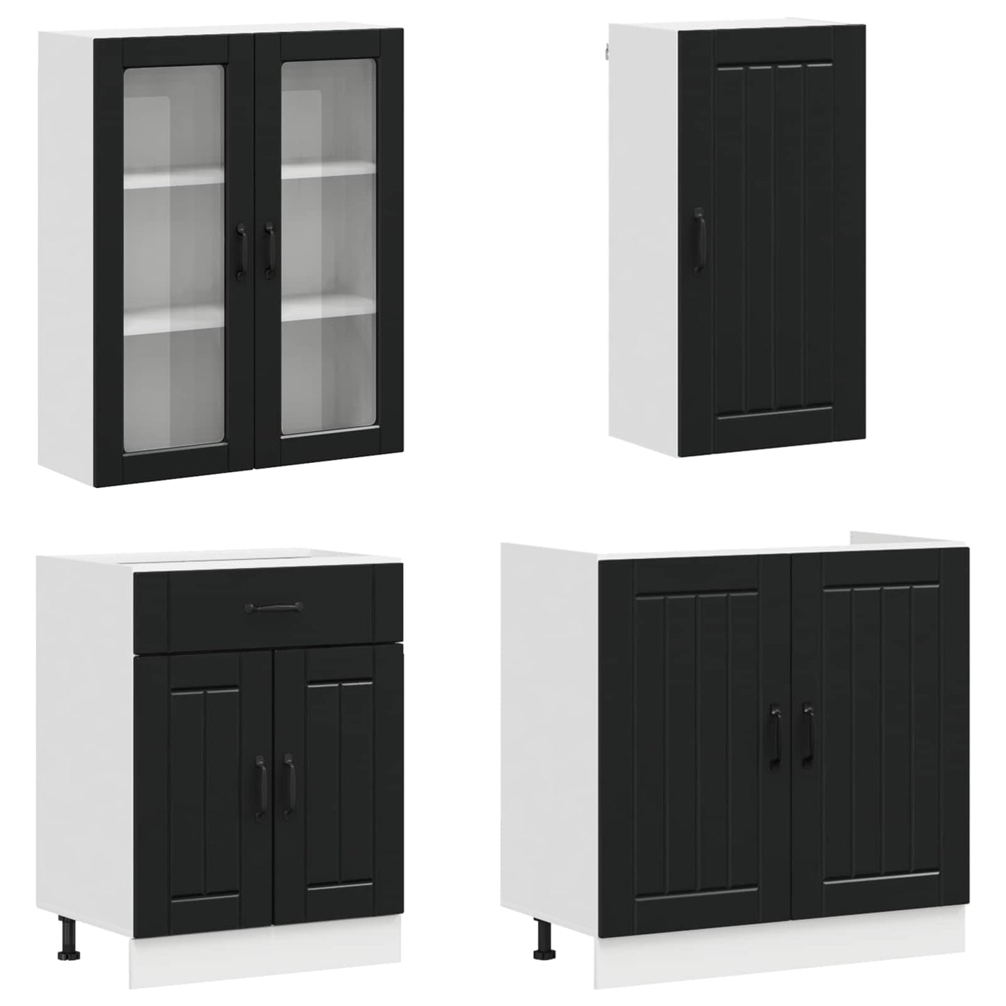 Keukenblok LUCCA 8 pcs Zwart Bewerkt hout is nu te koop bij PeponiXL, paradijselijk wonen!