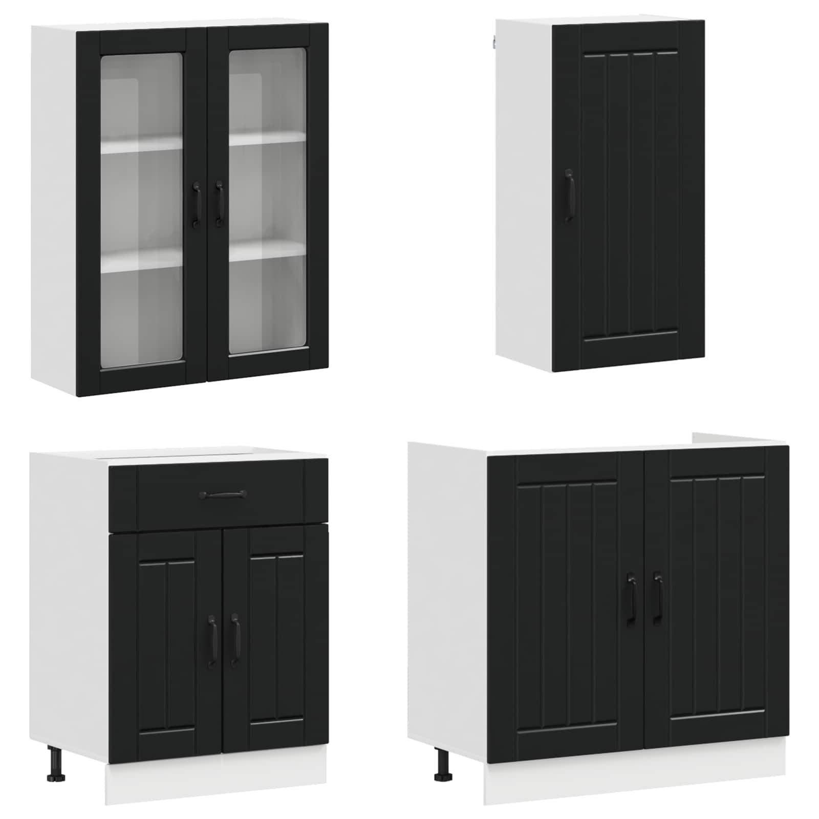 Keukenblok LUCCA 8 pcs Zwart Bewerkt hout is nu te koop bij PeponiXL, paradijselijk wonen!