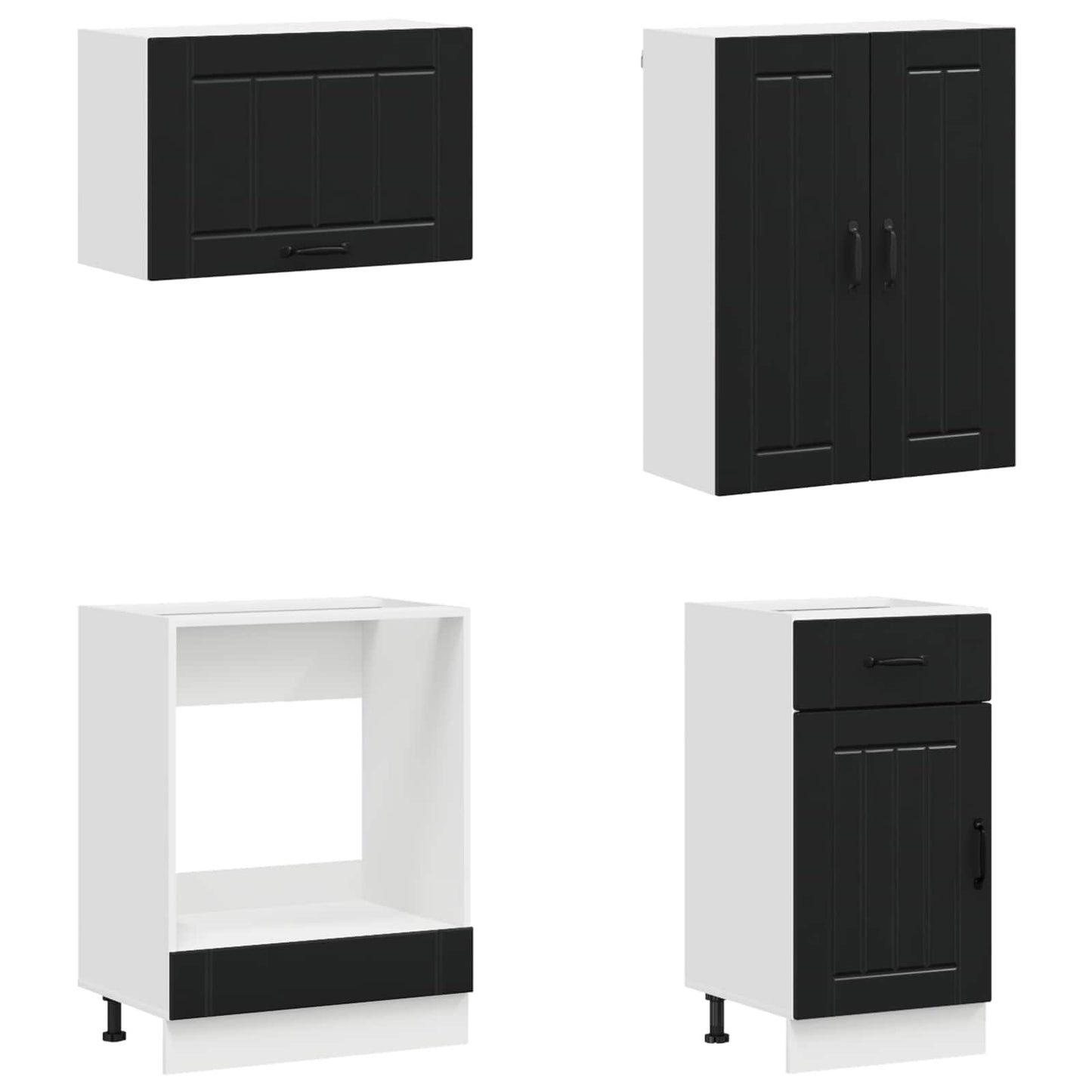 Keukenblok LUCCA 8 pcs Zwart Bewerkt hout is nu te koop bij PeponiXL, paradijselijk wonen!