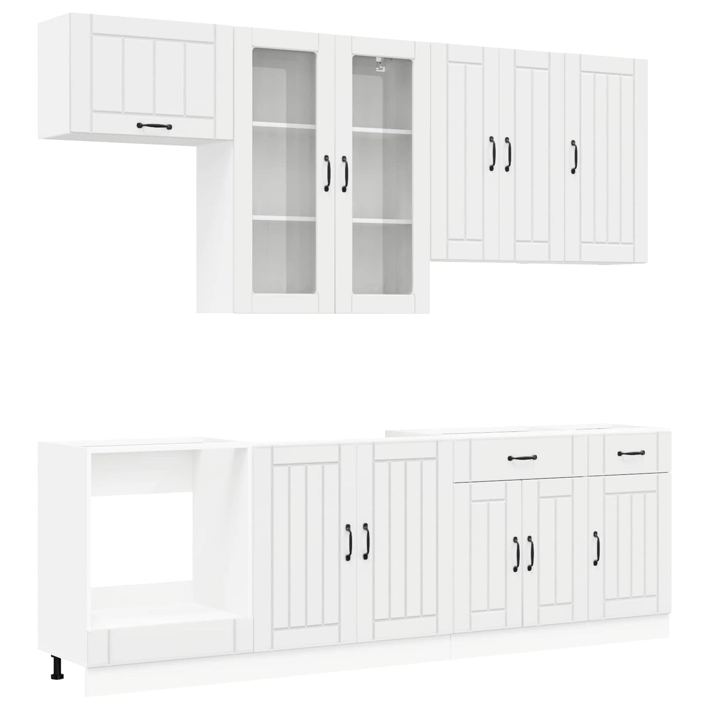 Keukenblok LUCCA 8 pcs Hoogglans Wit Bewerkt hout is nu te koop bij PeponiXL, paradijselijk wonen!