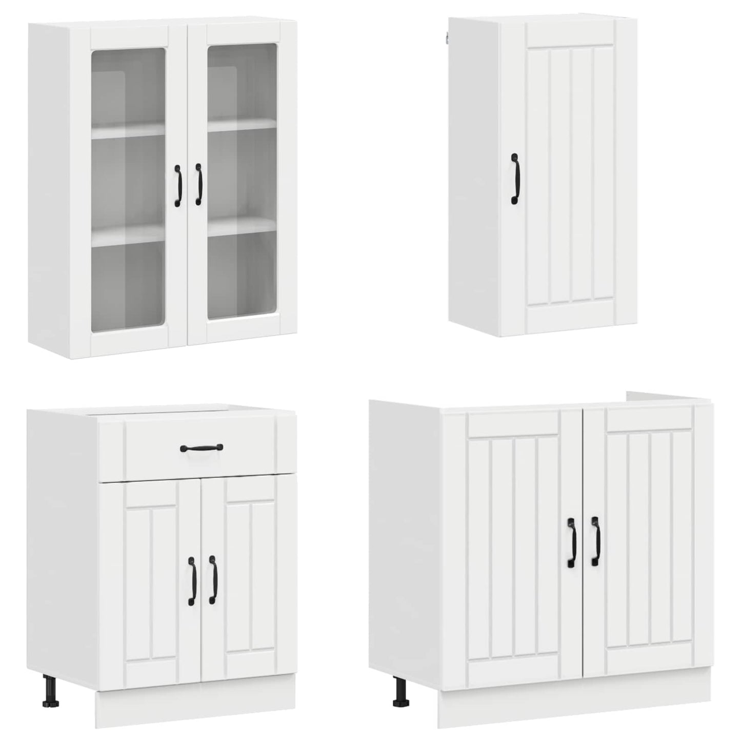 Keukenblok LUCCA 8 pcs Hoogglans Wit Bewerkt hout is nu te koop bij PeponiXL, paradijselijk wonen!