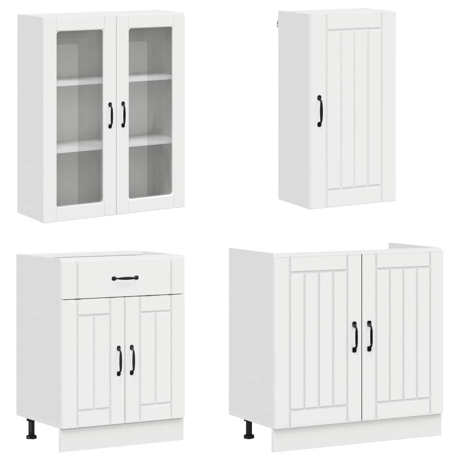 Keukenblok LUCCA 8 pcs Hoogglans Wit Bewerkt hout is nu te koop bij PeponiXL, paradijselijk wonen!