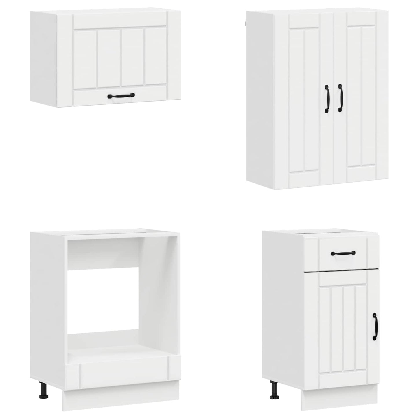 Keukenblok LUCCA 8 pcs Hoogglans Wit Bewerkt hout is nu te koop bij PeponiXL, paradijselijk wonen!