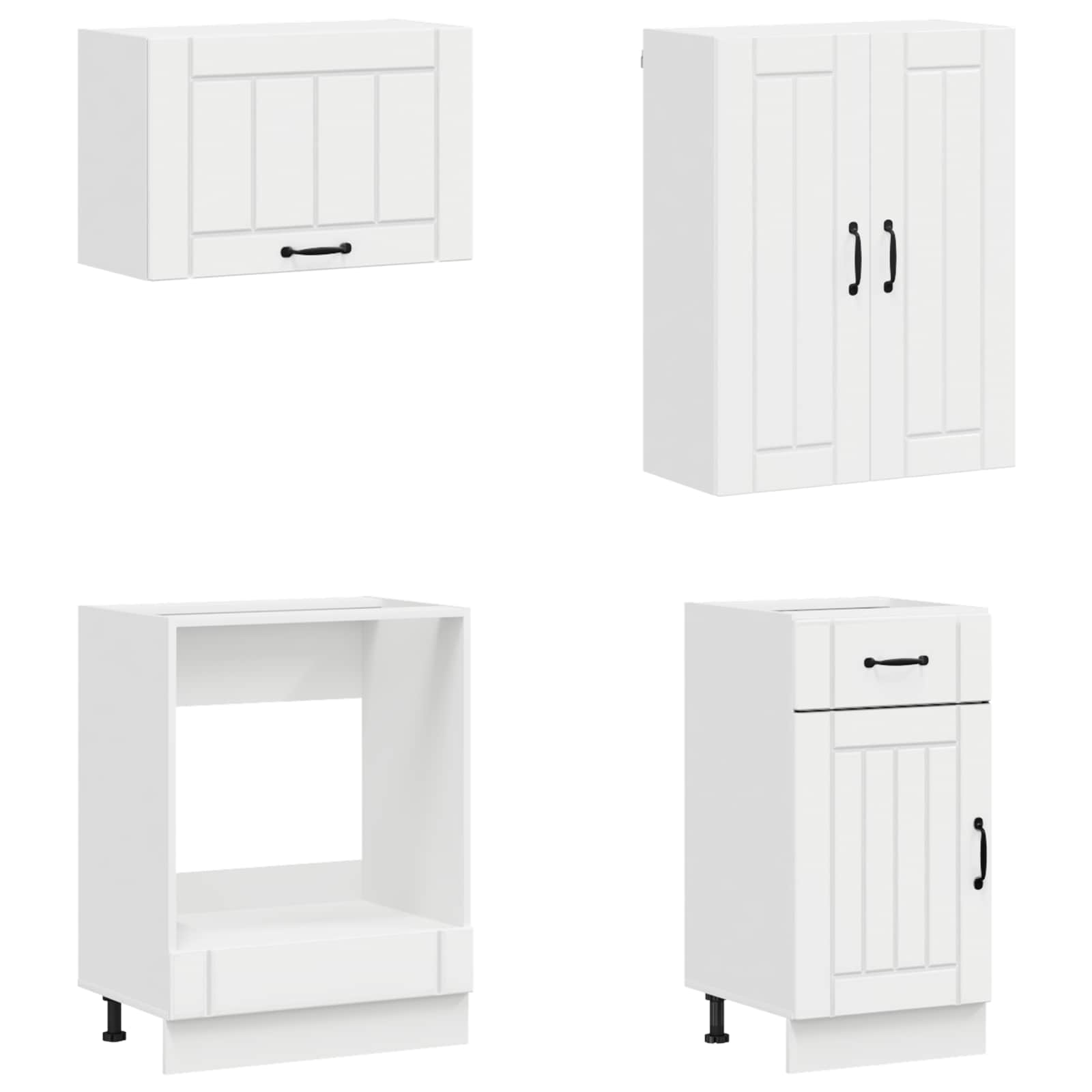 Keukenblok LUCCA 8 pcs Hoogglans Wit Bewerkt hout is nu te koop bij PeponiXL, paradijselijk wonen!