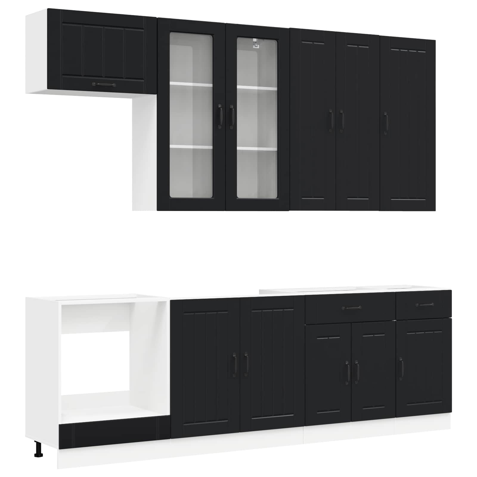 Keukenblok LUCCA 8 pcs Zwart Bewerkt hout is nu te koop bij PeponiXL, paradijselijk wonen!
