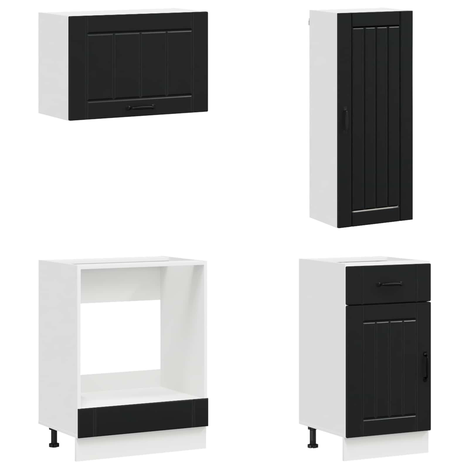 Keukenblok LUCCA 8 pcs Zwart Bewerkt hout is nu te koop bij PeponiXL, paradijselijk wonen!