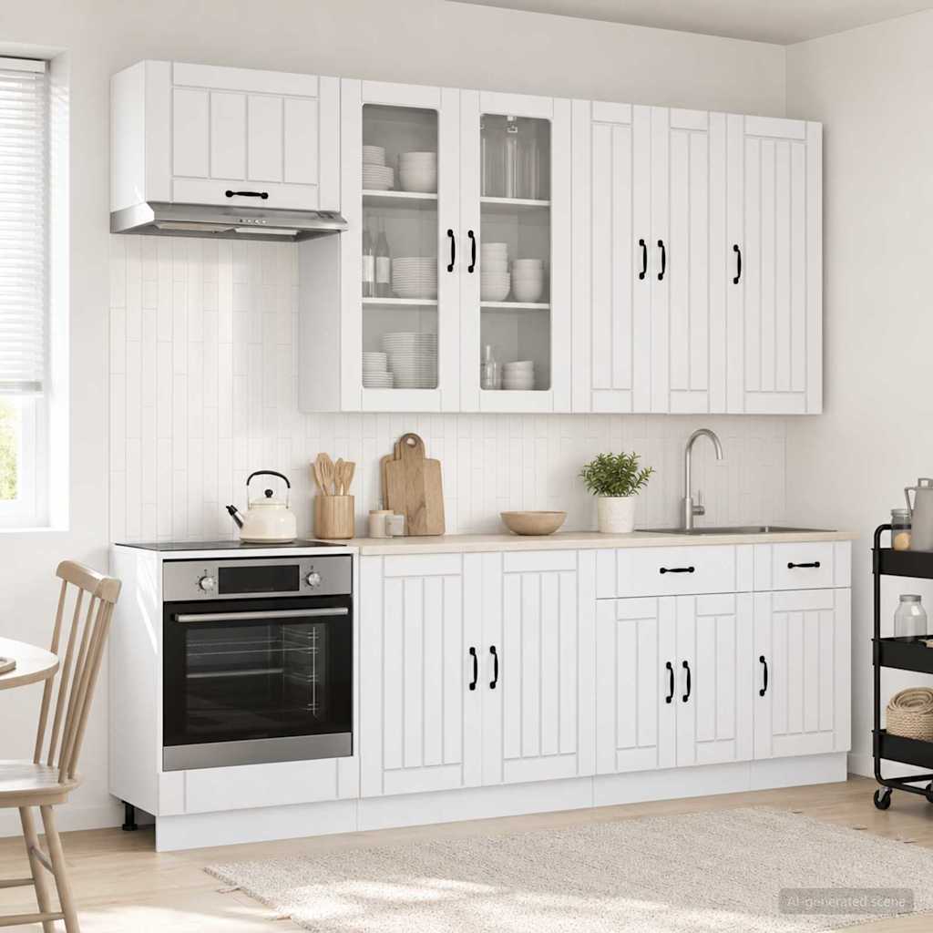 Keukenblok LUCCA 8 pcs Hoogglans Wit Bewerkt hout is nu te koop bij PeponiXL, paradijselijk wonen!