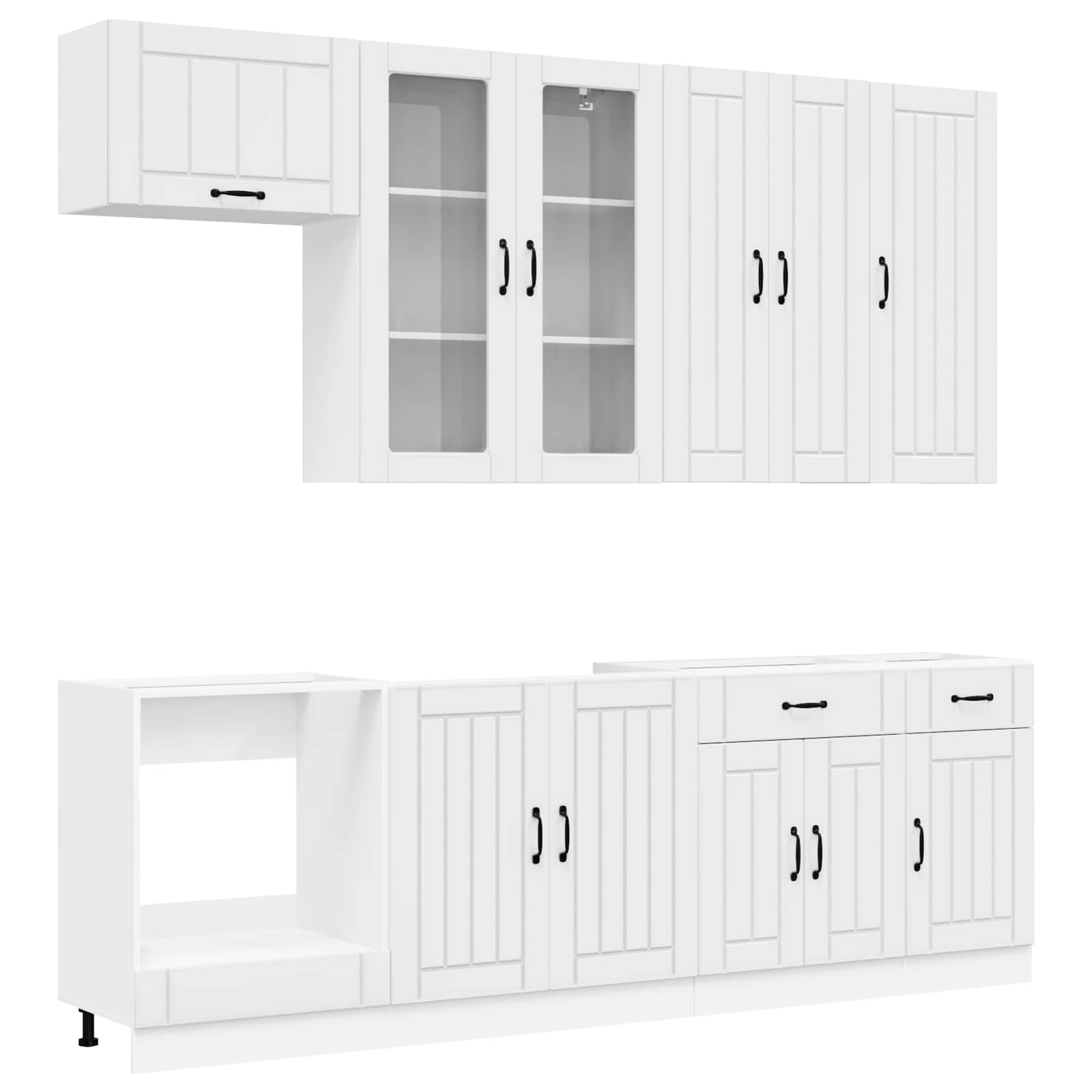 Keukenblok LUCCA 8 pcs Hoogglans Wit Bewerkt hout is nu te koop bij PeponiXL, paradijselijk wonen!