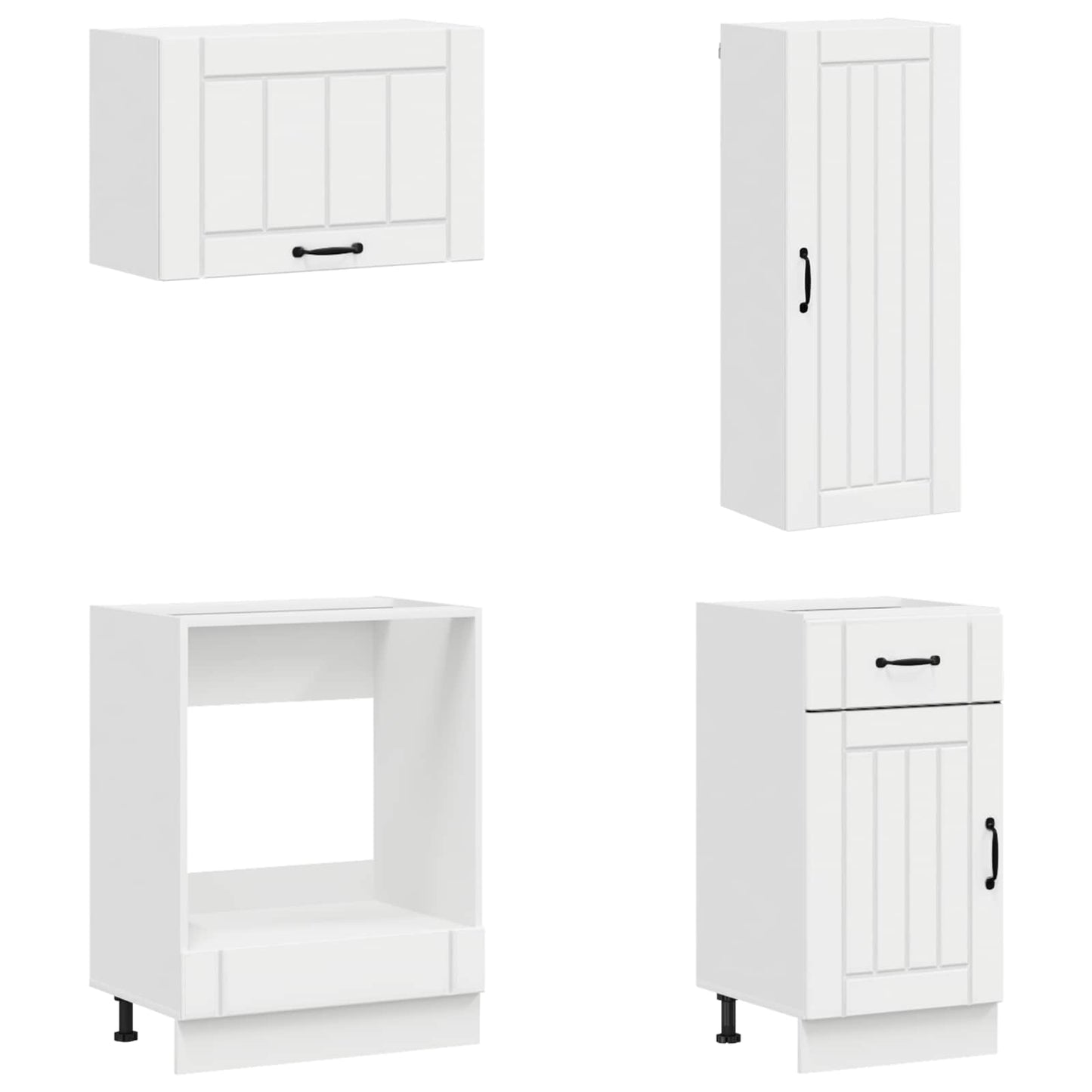 Keukenblok LUCCA 8 pcs Hoogglans Wit Bewerkt hout is nu te koop bij PeponiXL, paradijselijk wonen!