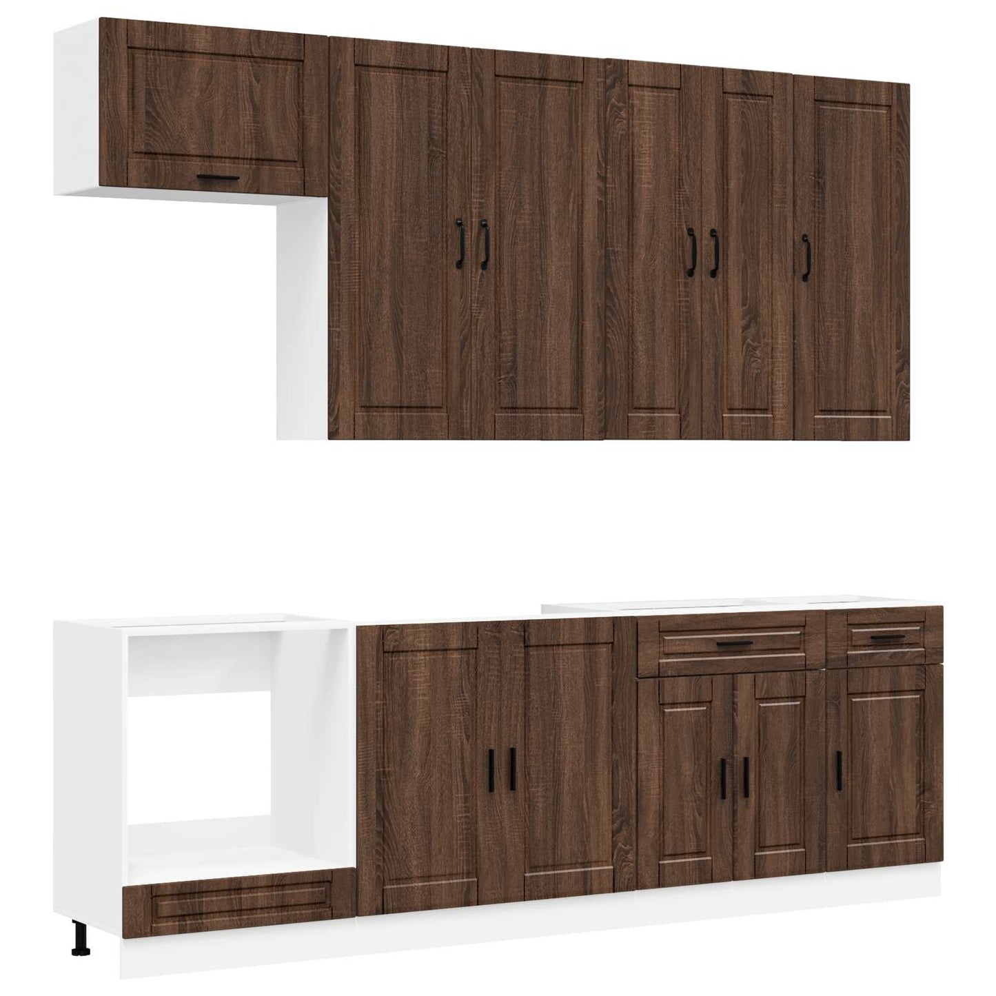 Keukenblok PORTO 8 pcs Bruin eiken Bewerkt hout is nu te koop bij PeponiXL, paradijselijk wonen!