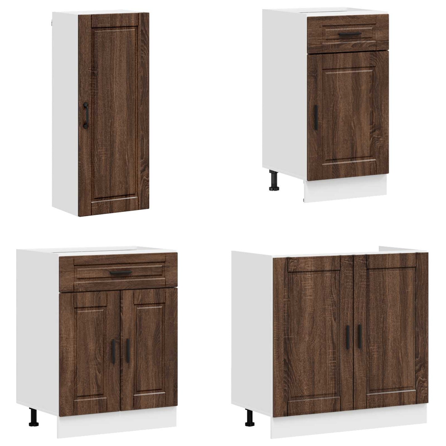 Keukenblok PORTO 8 pcs Bruin eiken Bewerkt hout is nu te koop bij PeponiXL, paradijselijk wonen!
