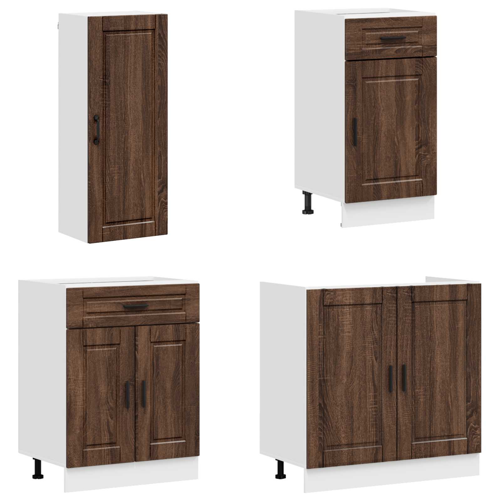 Keukenblok PORTO 8 pcs Bruin eiken Bewerkt hout is nu te koop bij PeponiXL, paradijselijk wonen!