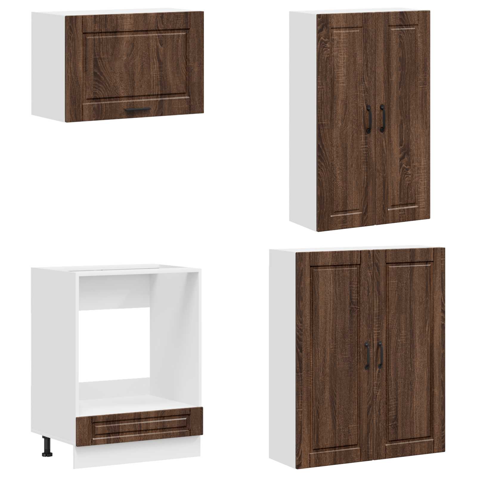 Keukenblok PORTO 8 pcs Bruin eiken Bewerkt hout is nu te koop bij PeponiXL, paradijselijk wonen!