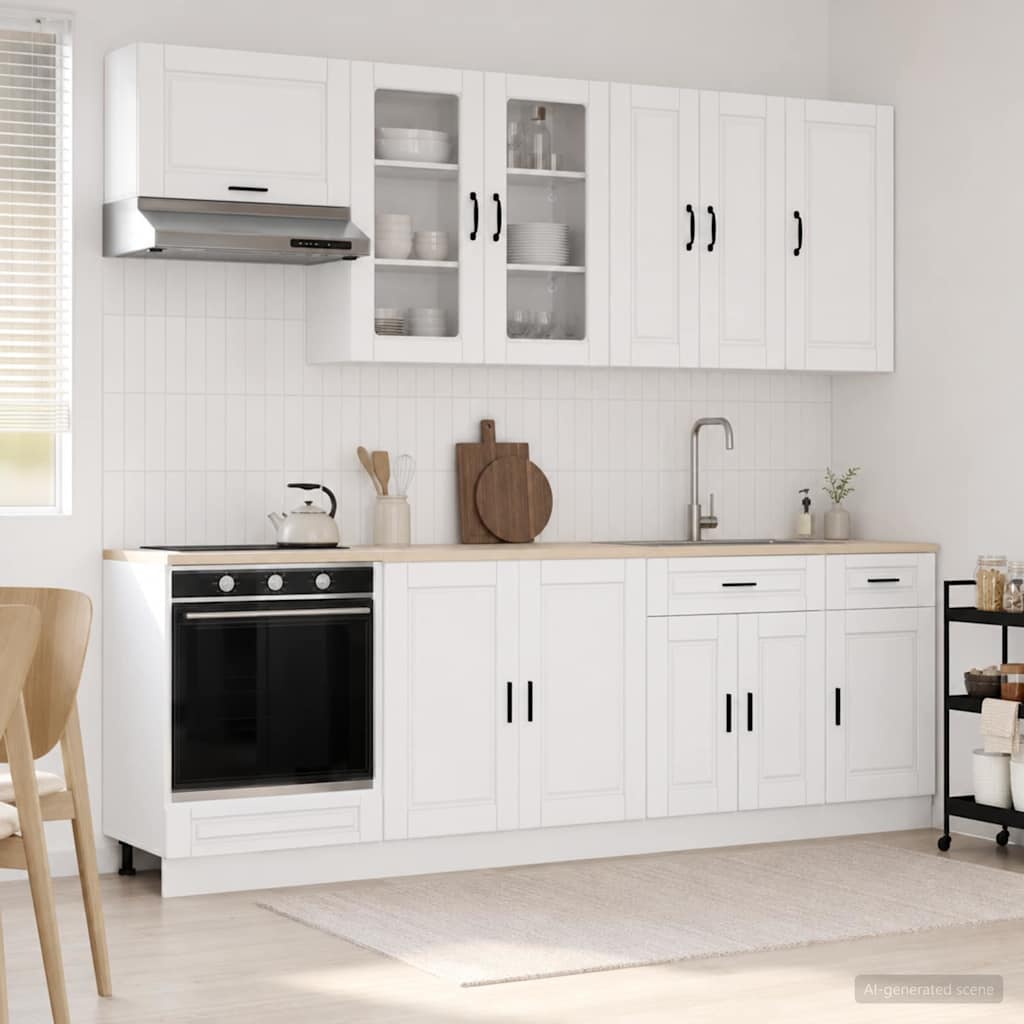 Keukenblok PORTO 8 pcs Wit Bewerkt hout is nu te koop bij PeponiXL, paradijselijk wonen!