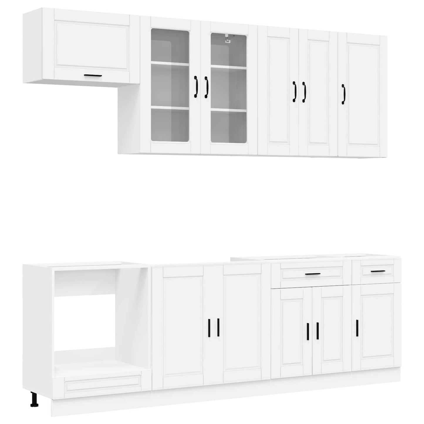 Keukenblok PORTO 8 pcs Wit Bewerkt hout is nu te koop bij PeponiXL, paradijselijk wonen!