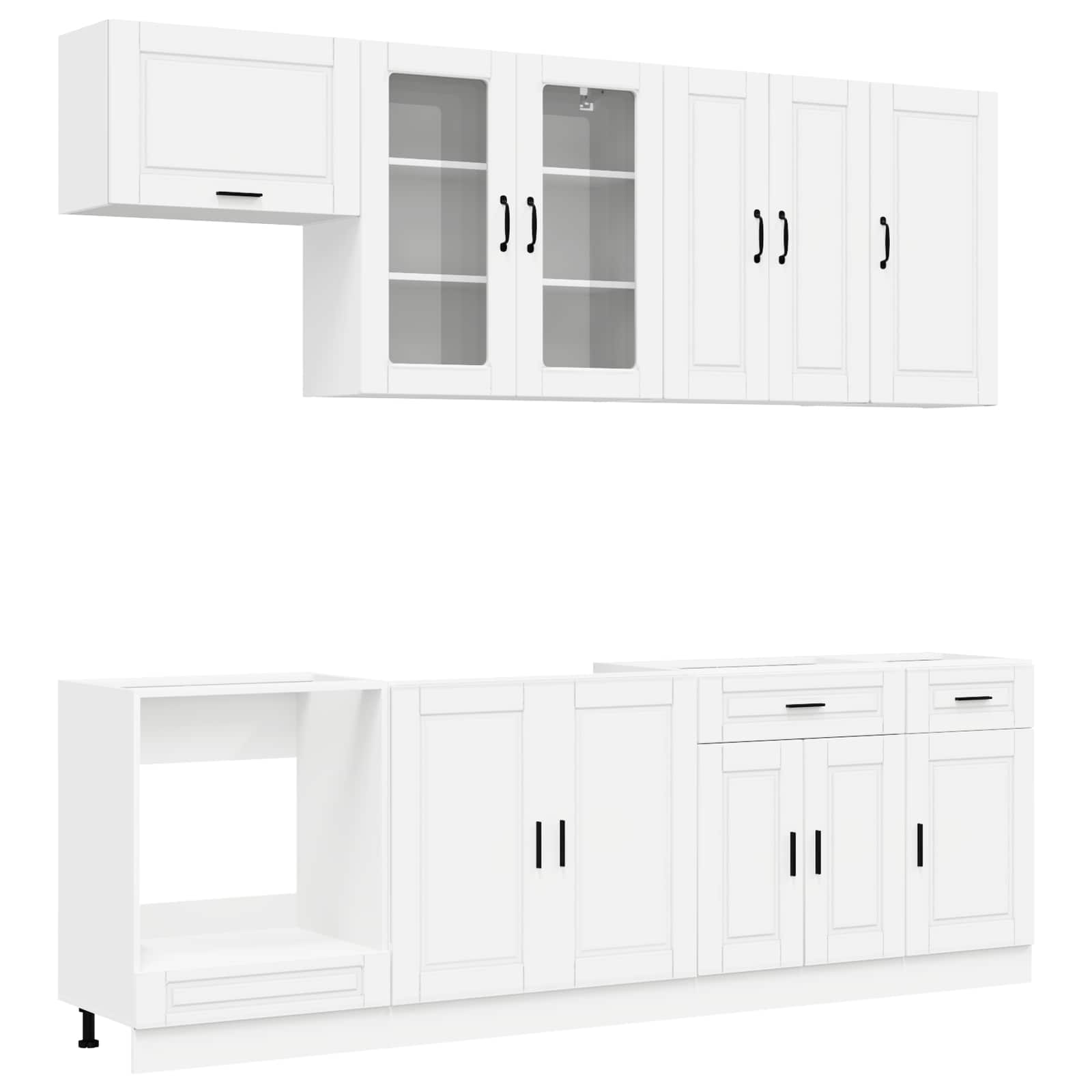 Keukenblok PORTO 8 pcs Wit Bewerkt hout is nu te koop bij PeponiXL, paradijselijk wonen!
