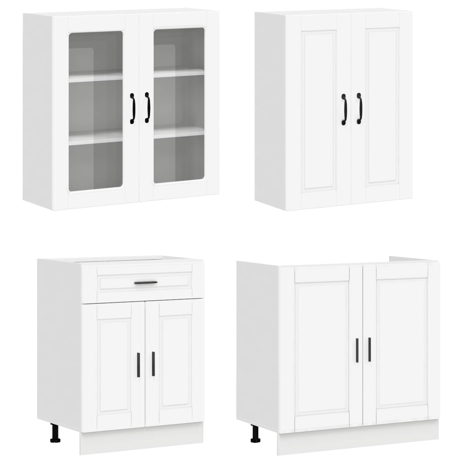Keukenblok PORTO 8 pcs Wit Bewerkt hout is nu te koop bij PeponiXL, paradijselijk wonen!