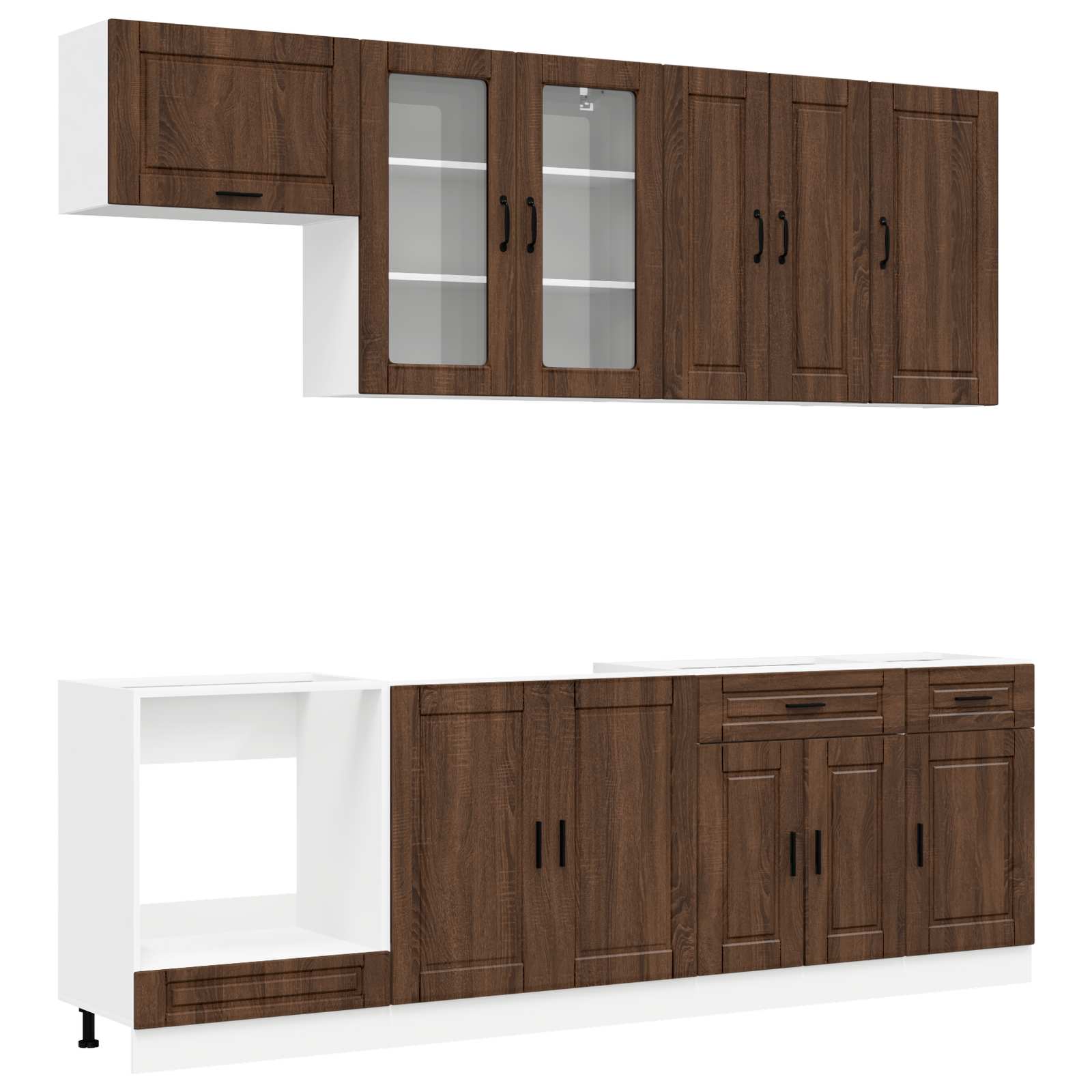 Keukenblok PORTO 8 pcs Bruin eiken Bewerkt hout is nu te koop bij PeponiXL, paradijselijk wonen!