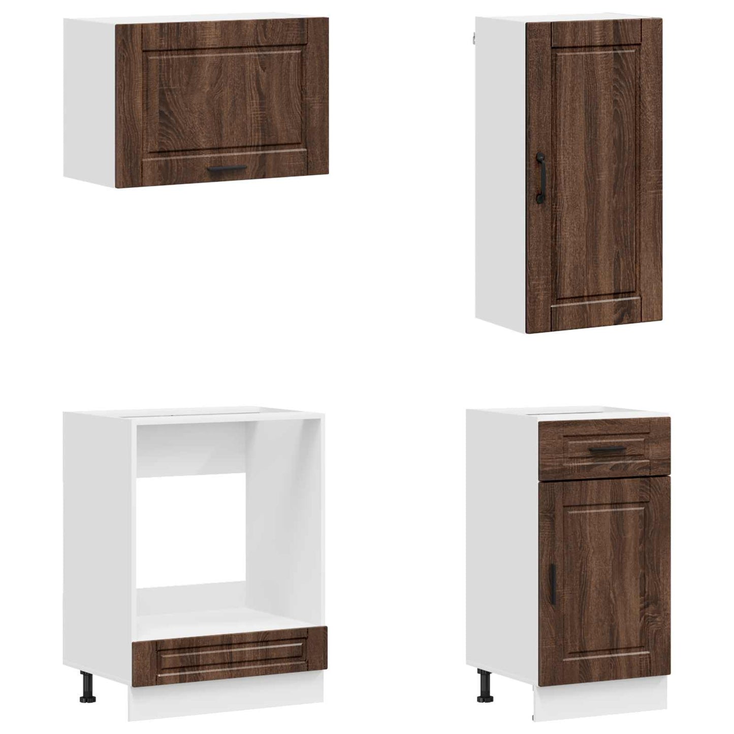 Keukenblok PORTO 8 pcs Bruin eiken Bewerkt hout is nu te koop bij PeponiXL, paradijselijk wonen!